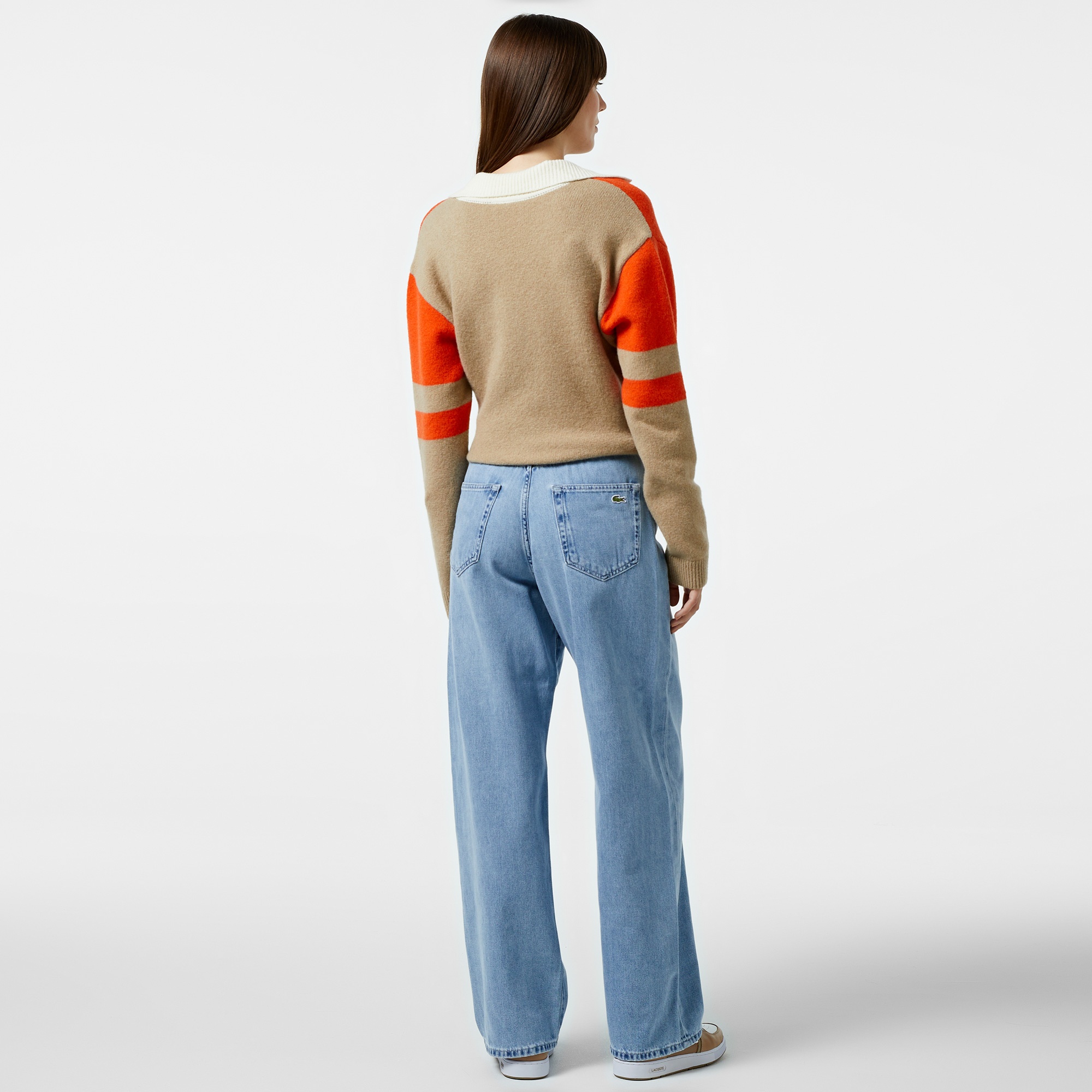 Lacoste Kadın Loose Fit Mavi Jean Pantolon