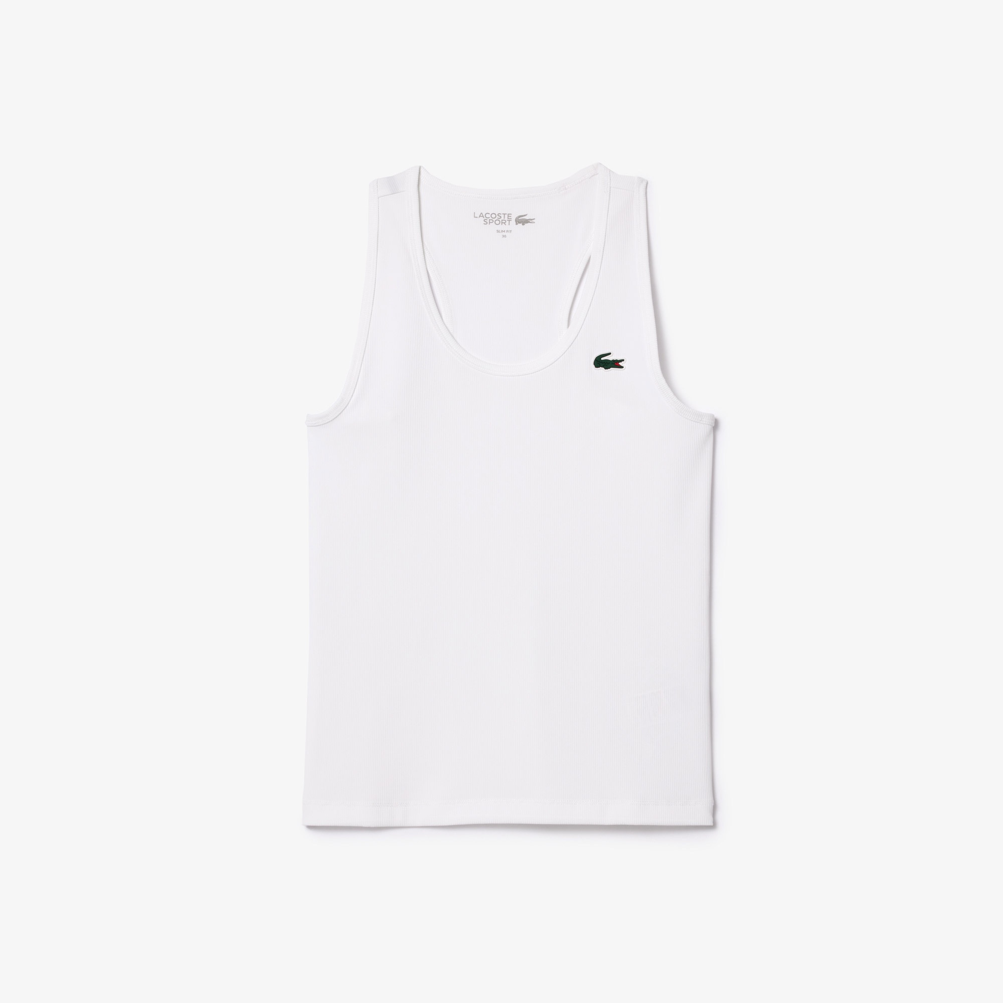 Lacoste Kadın Slim Fit Bisiklet Yaka Beyaz T-Shirt