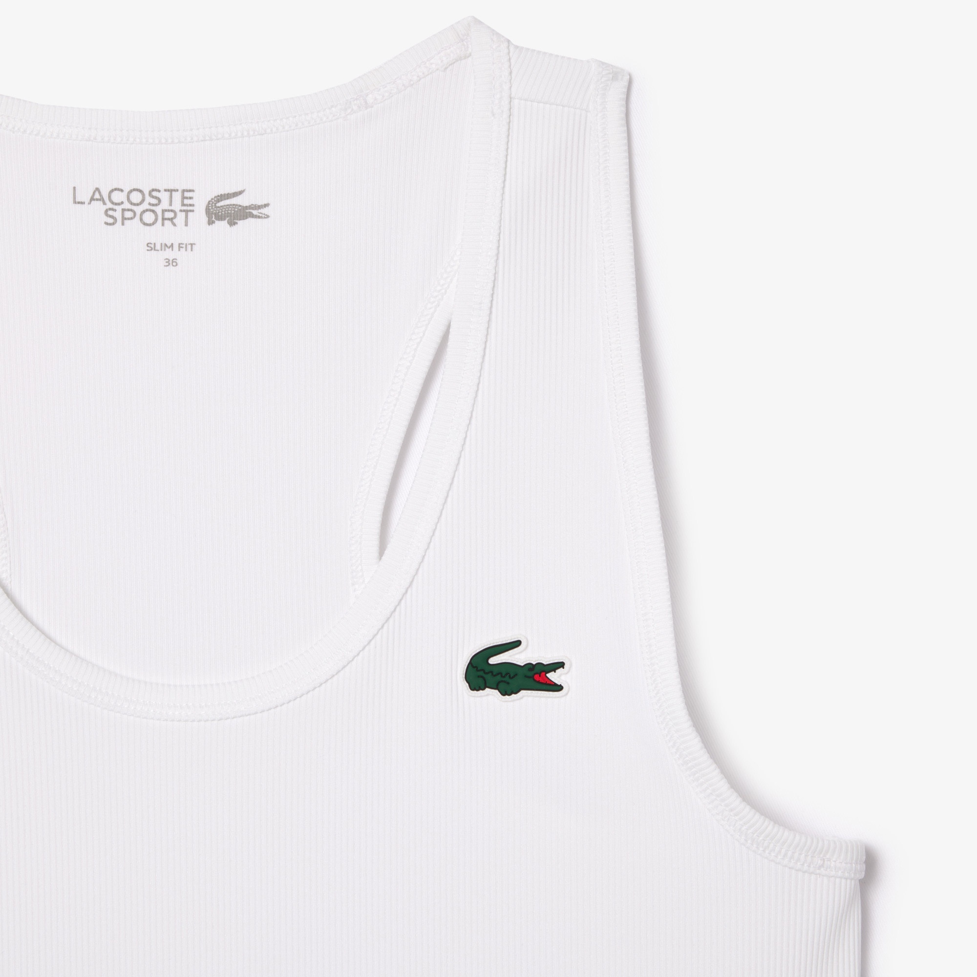 Lacoste Kadın Slim Fit Bisiklet Yaka Beyaz T-Shirt