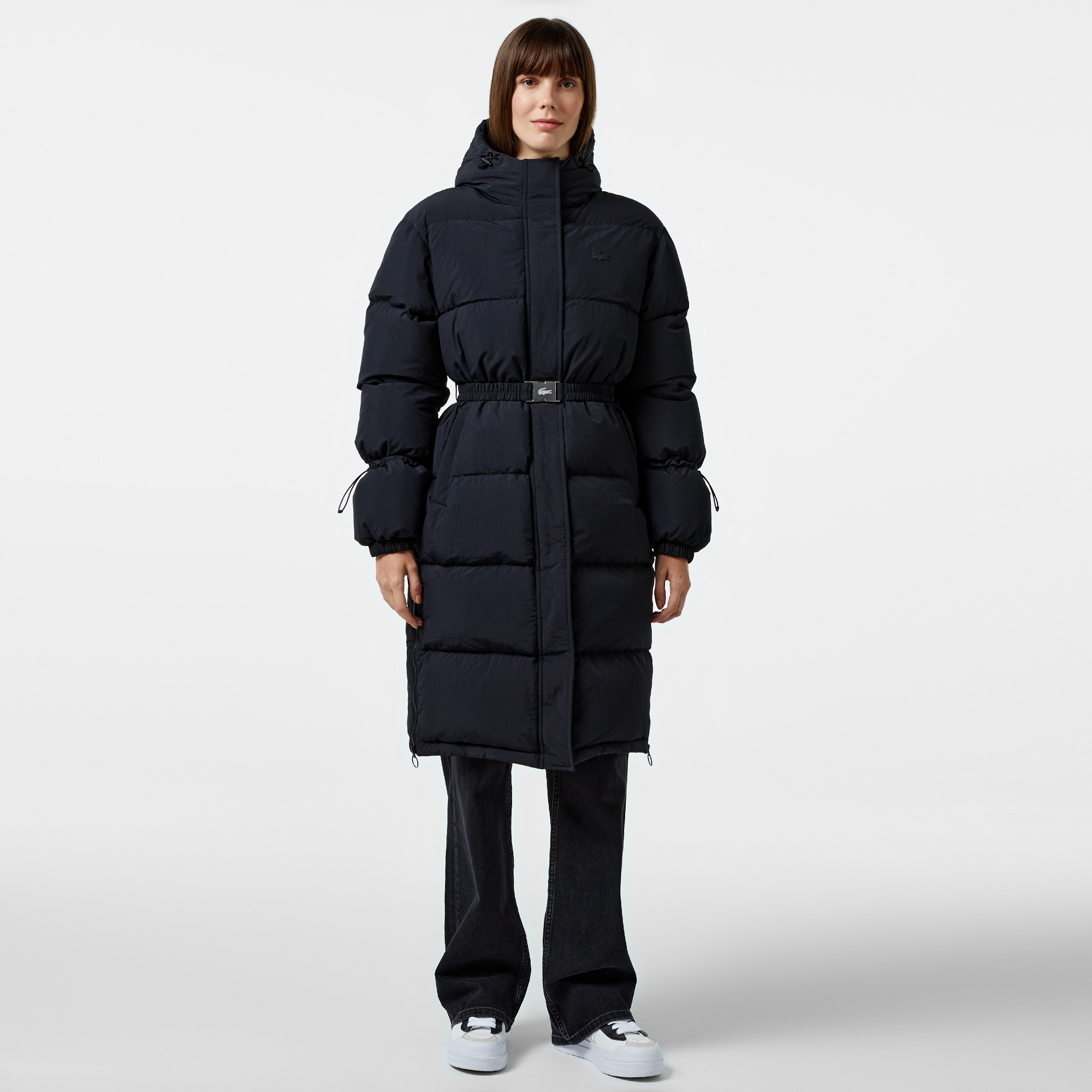 Lacoste Kadın Kapüşonlu Siyah Mont