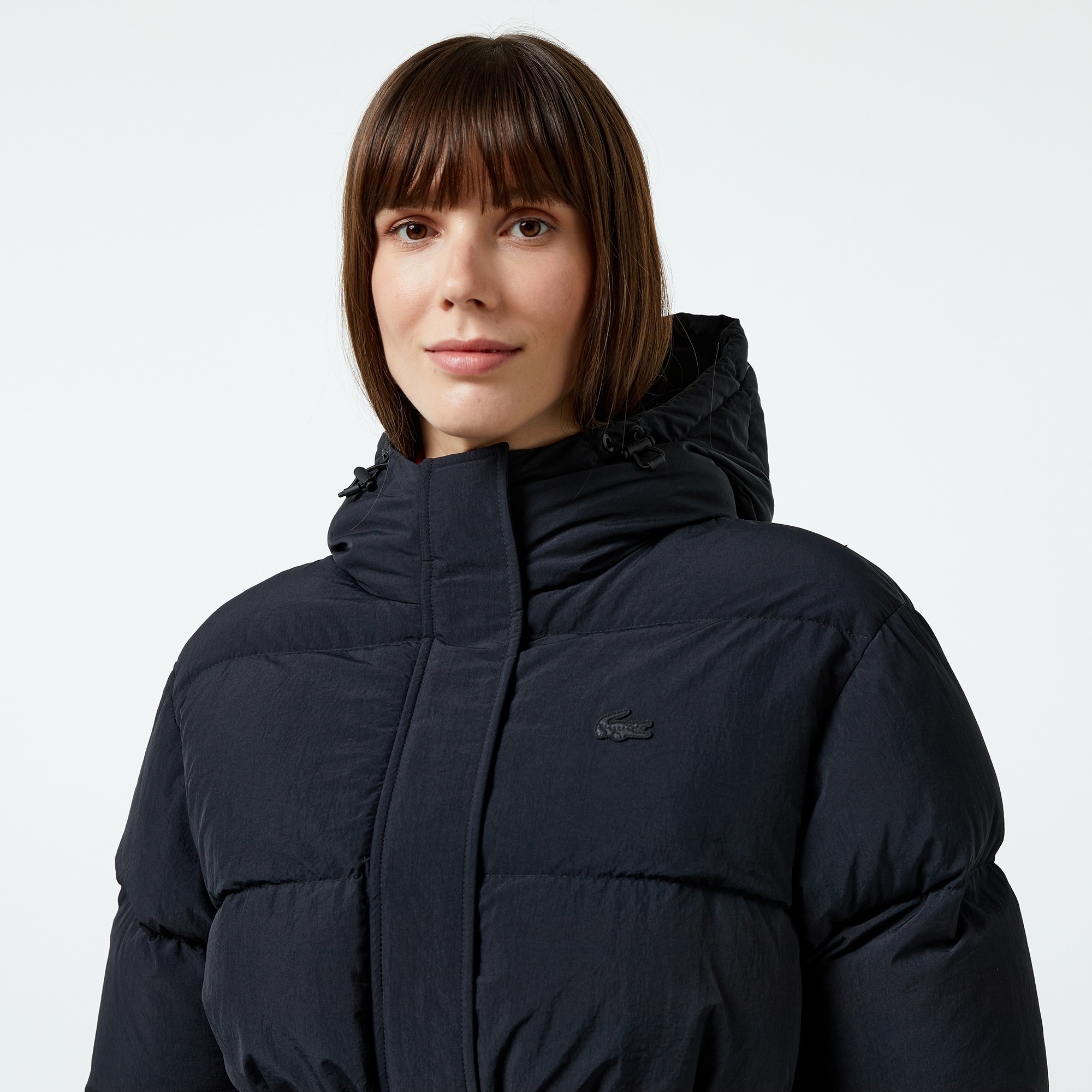 Lacoste Kadın Kapüşonlu Siyah Mont