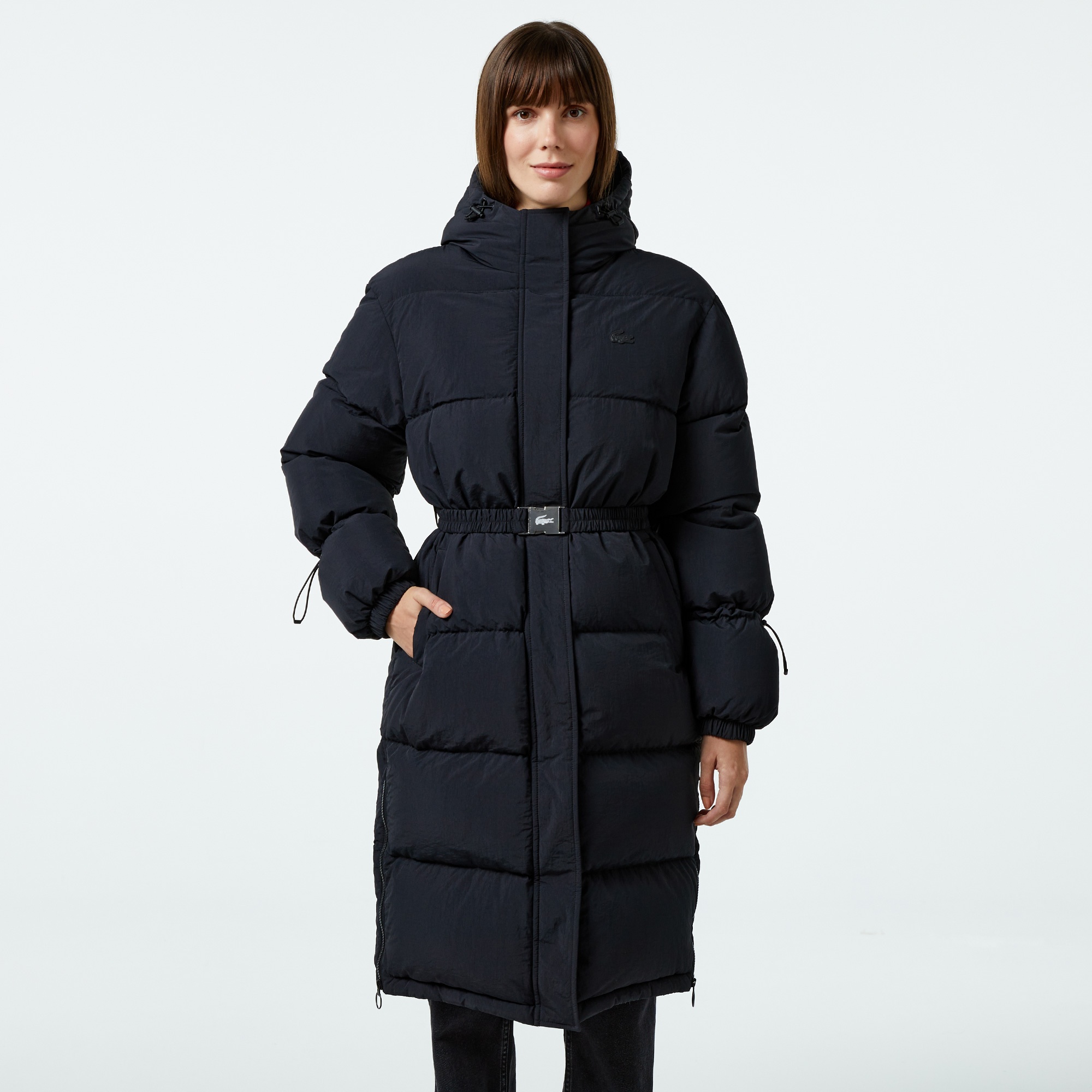 Lacoste Kadın Kapüşonlu Siyah Mont