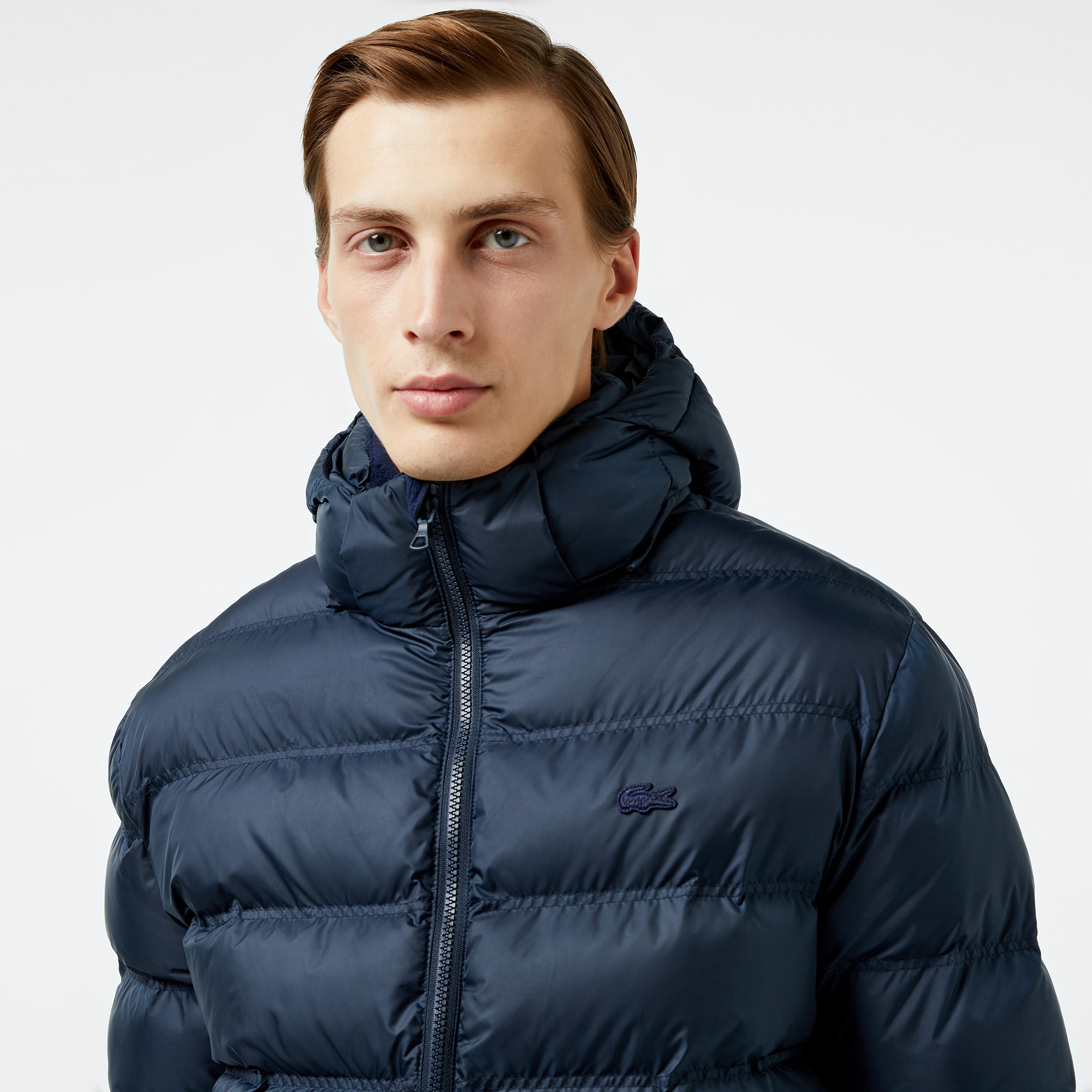 Lacoste Erkek Kapüşonlu Lacivert Şişme Mont