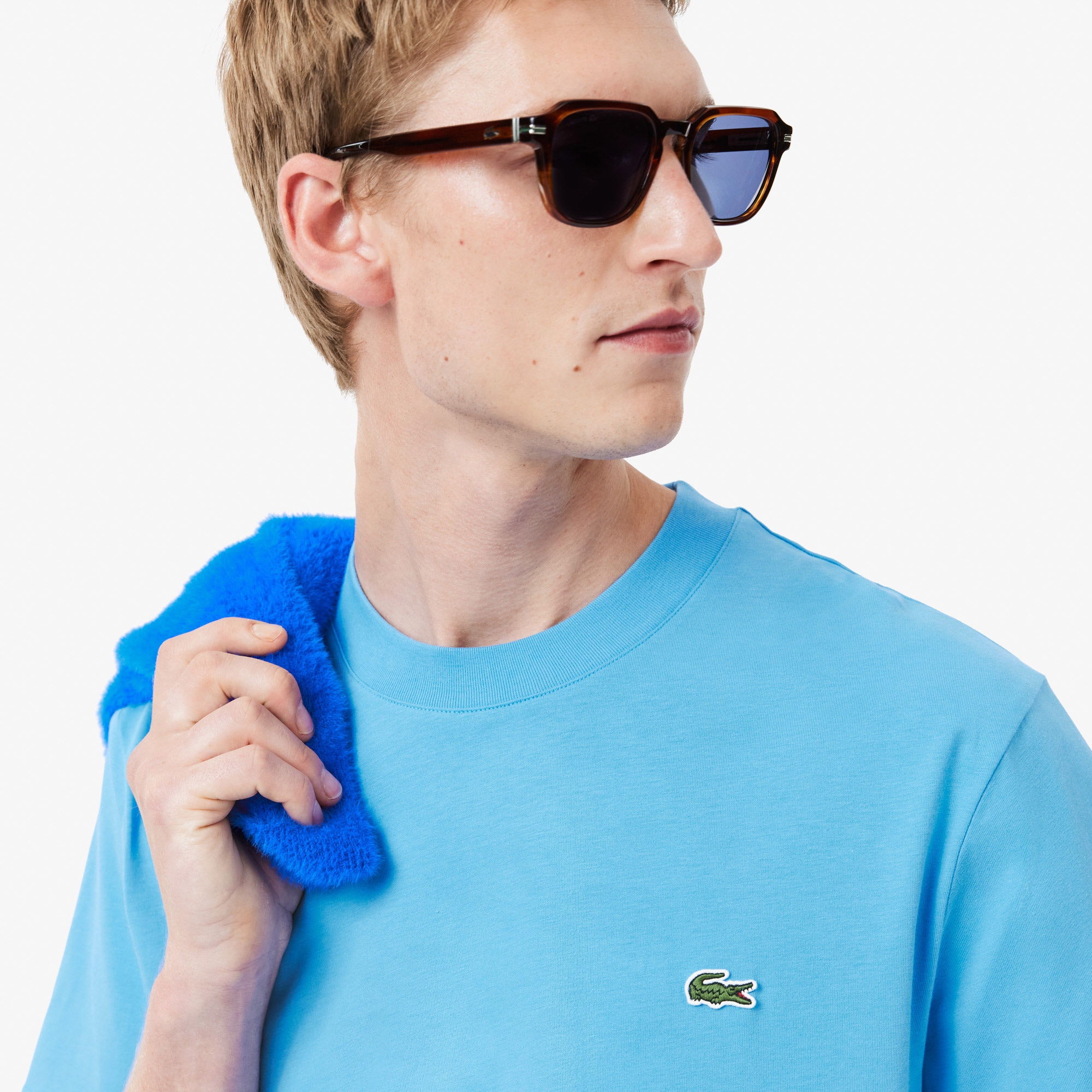Lacoste Erkek Classic Fit Bisiklet Yaka Mavi T-Shirt