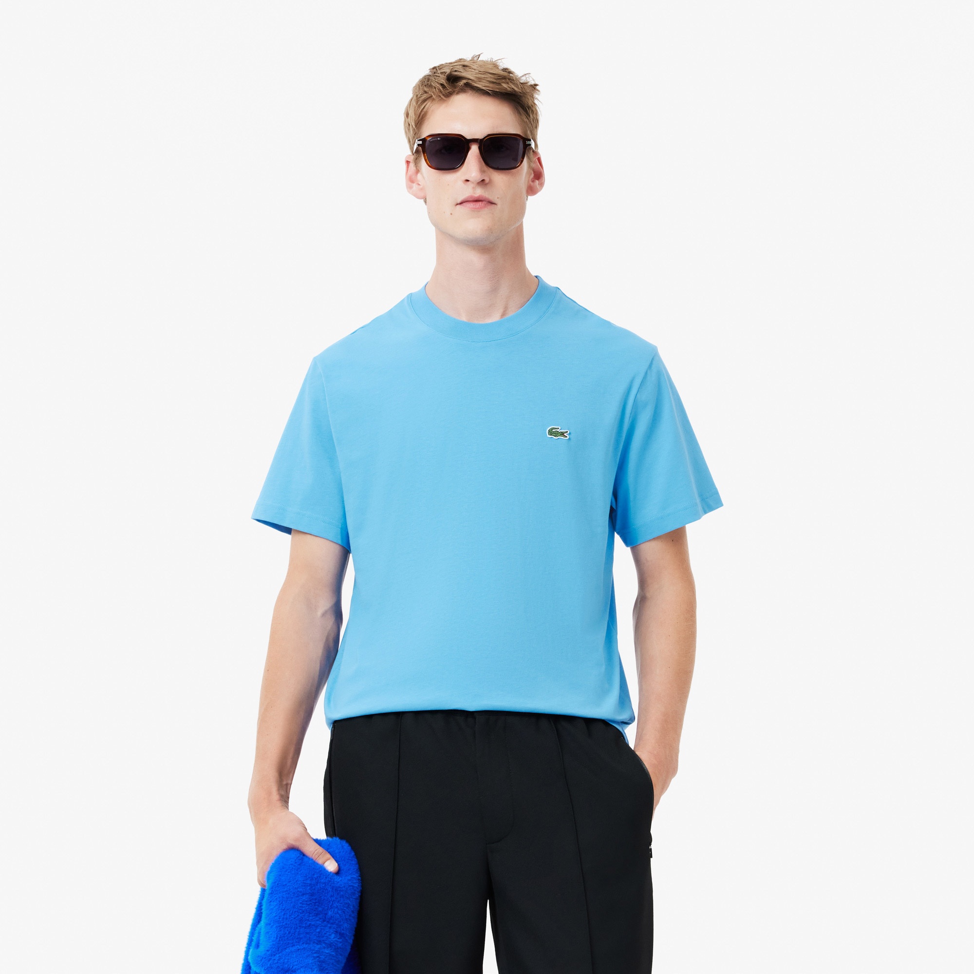 Lacoste Erkek Classic Fit Bisiklet Yaka Mavi T-Shirt