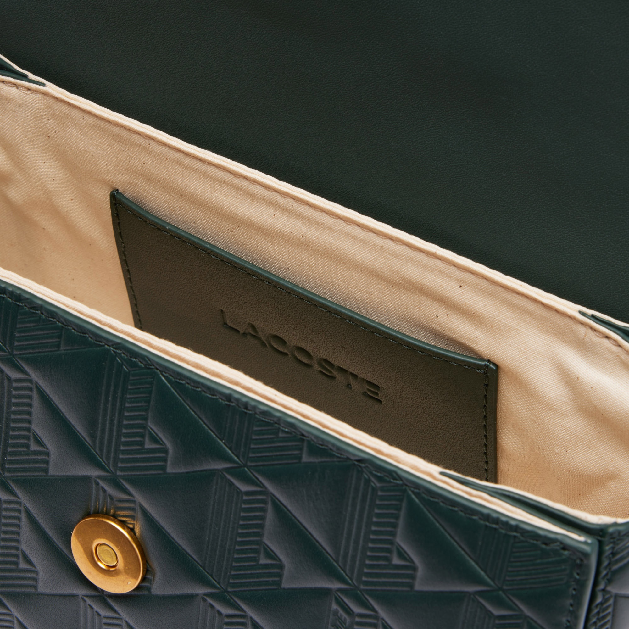 Lacoste Maheki Kadın Monogram Deri Koyu Yeşil Omuz Çantası