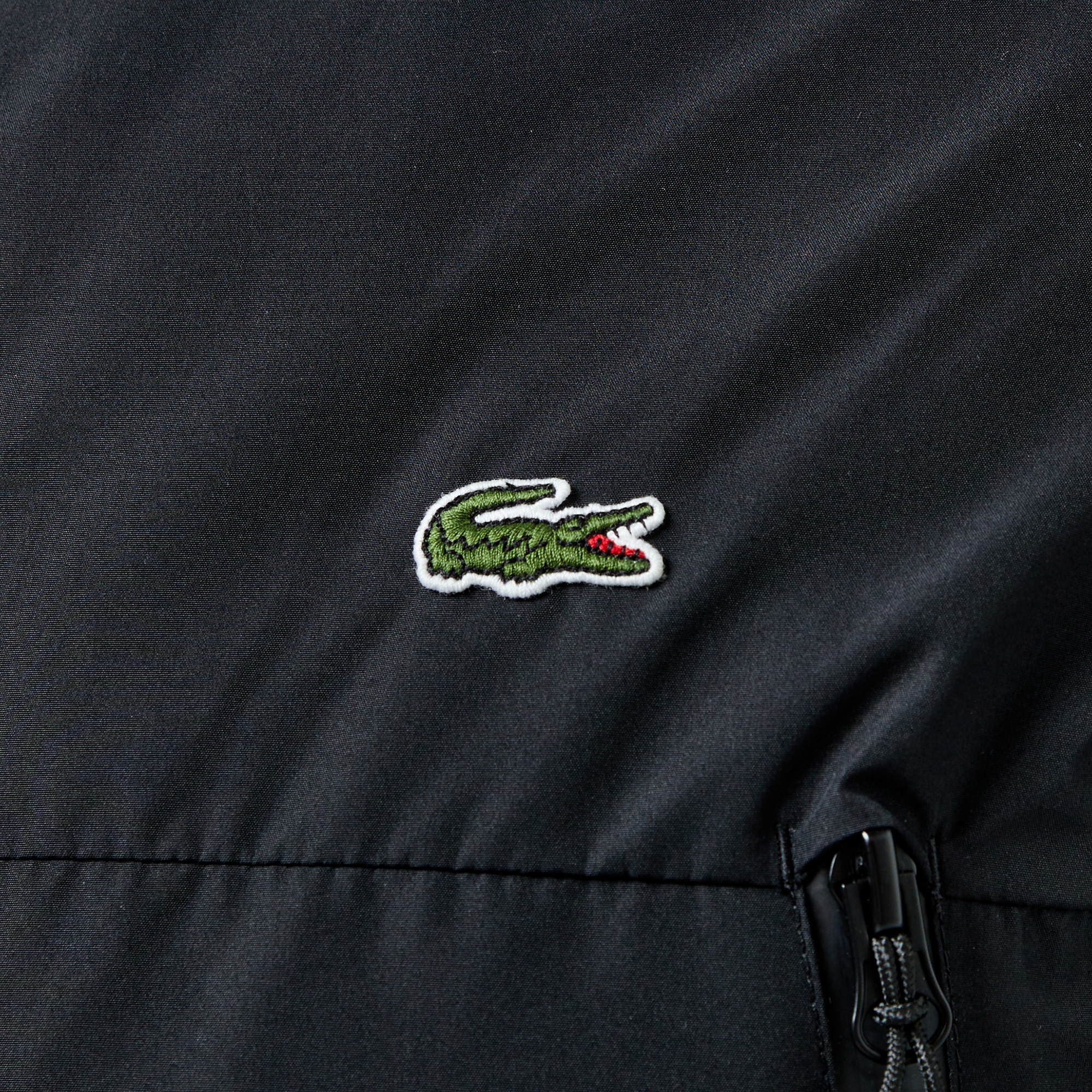 Lacoste Sport Erkek Suya Dayanıklı Baskılı  Kapüşonlu Siyah Mont