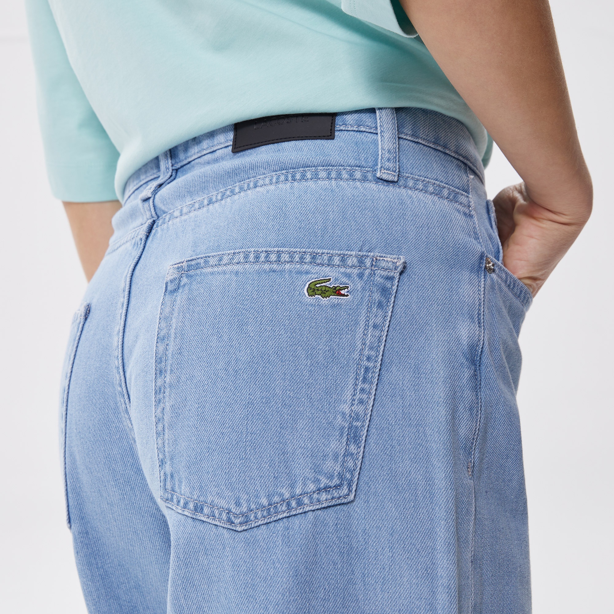 Lacoste Kadın Loose Fit Mavi Jean Pantolon