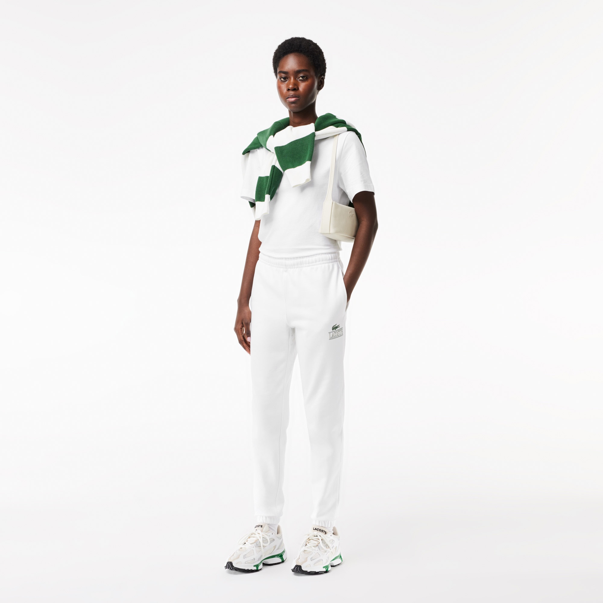 Lacoste Unisex Tapered Fit Baskılı Beyaz Eşofman Altı