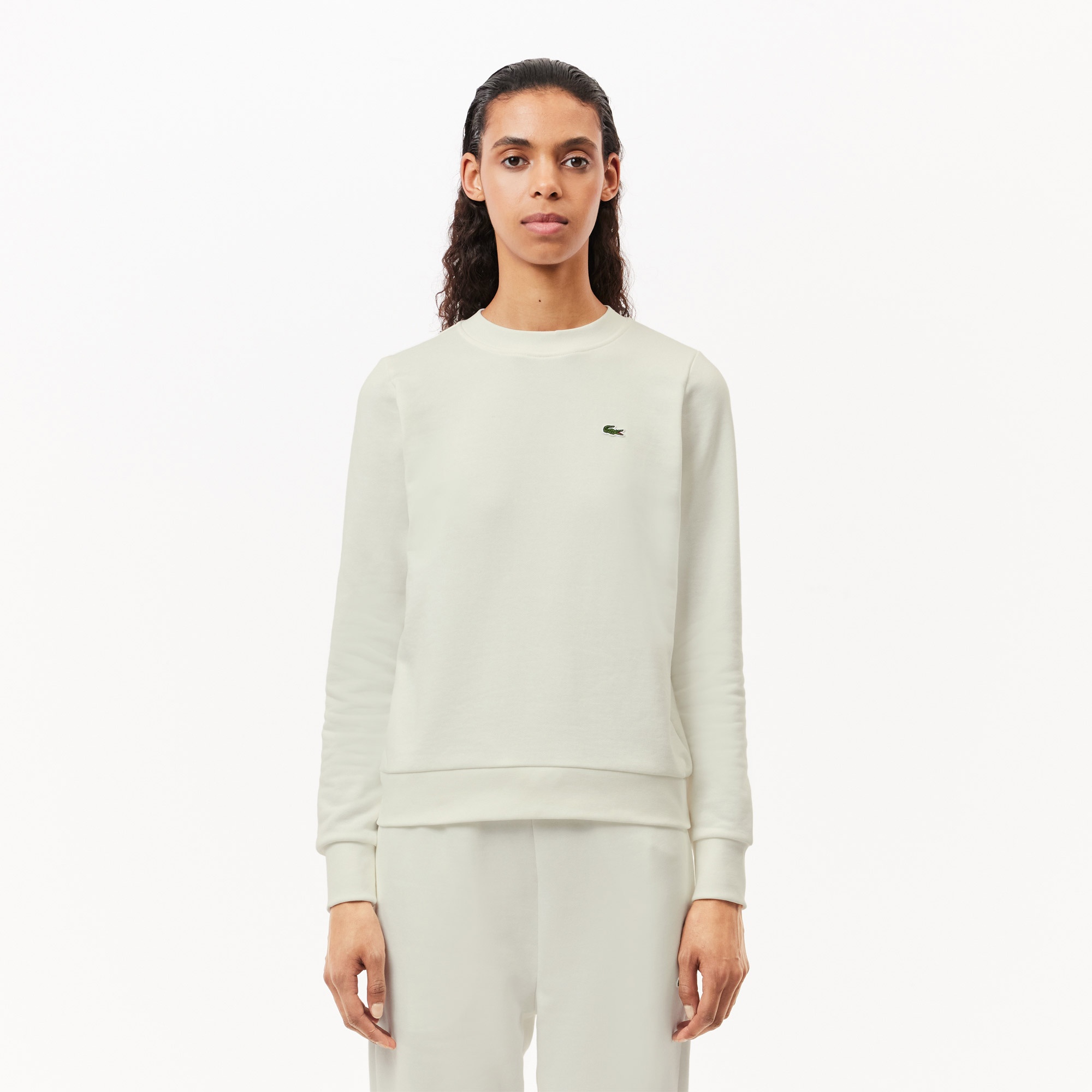 Lacoste Kadın Regular Fit Bisiklet Yaka Beyaz Sweatshirt