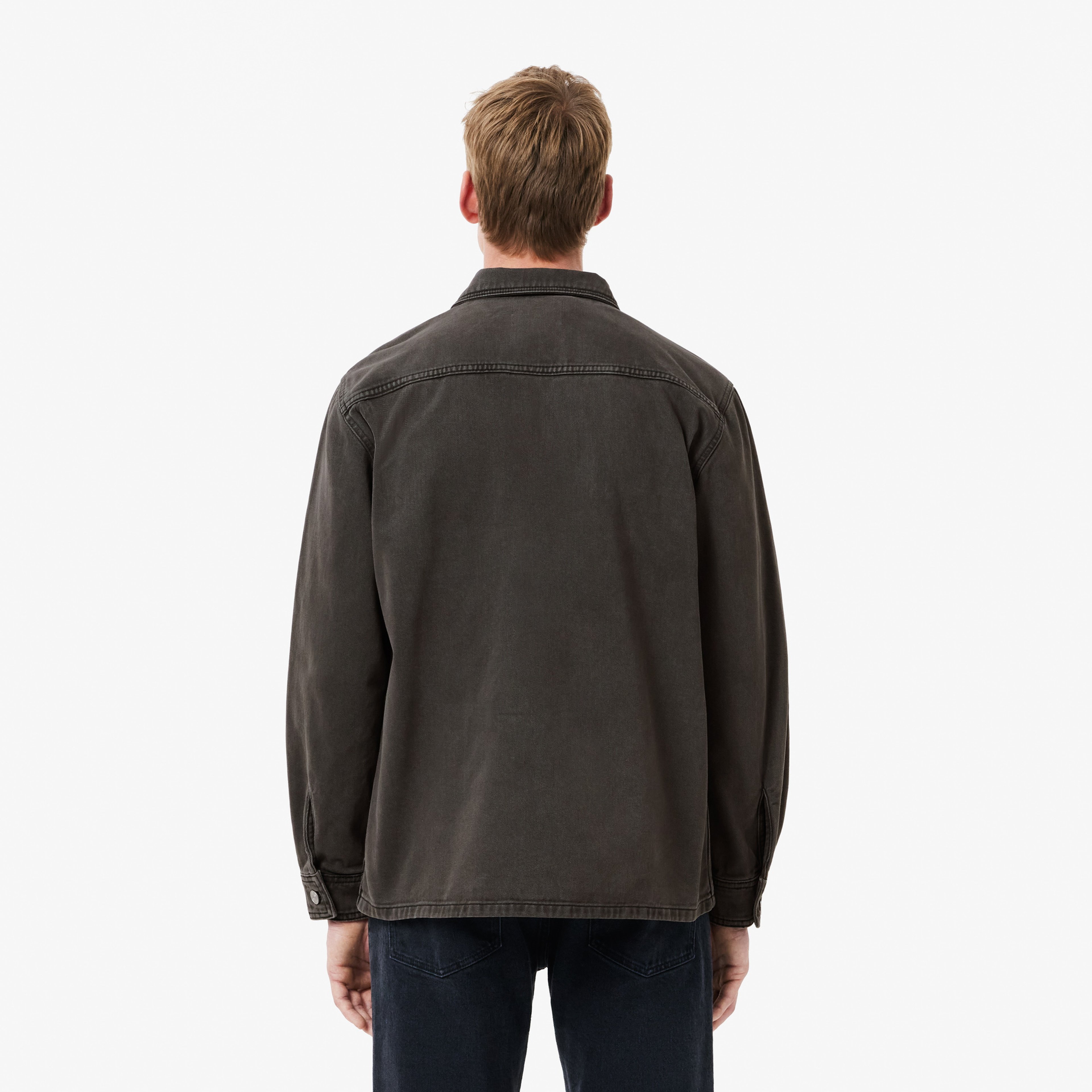 Erkek Oversize Fit Denim Gri Dış Gömlek