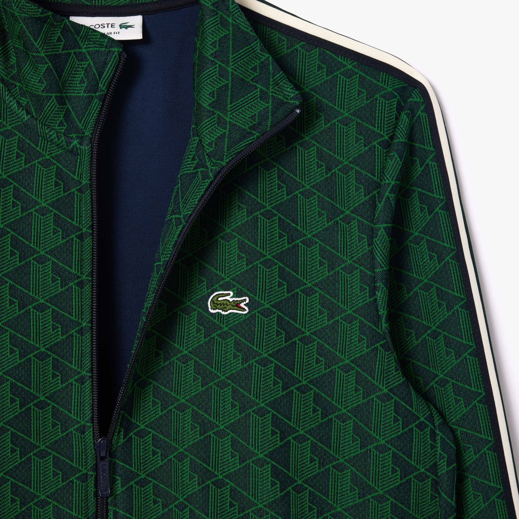Lacoste Erkek Regular Fit Fermuarlı Monogram Yeşil Sweatshirt