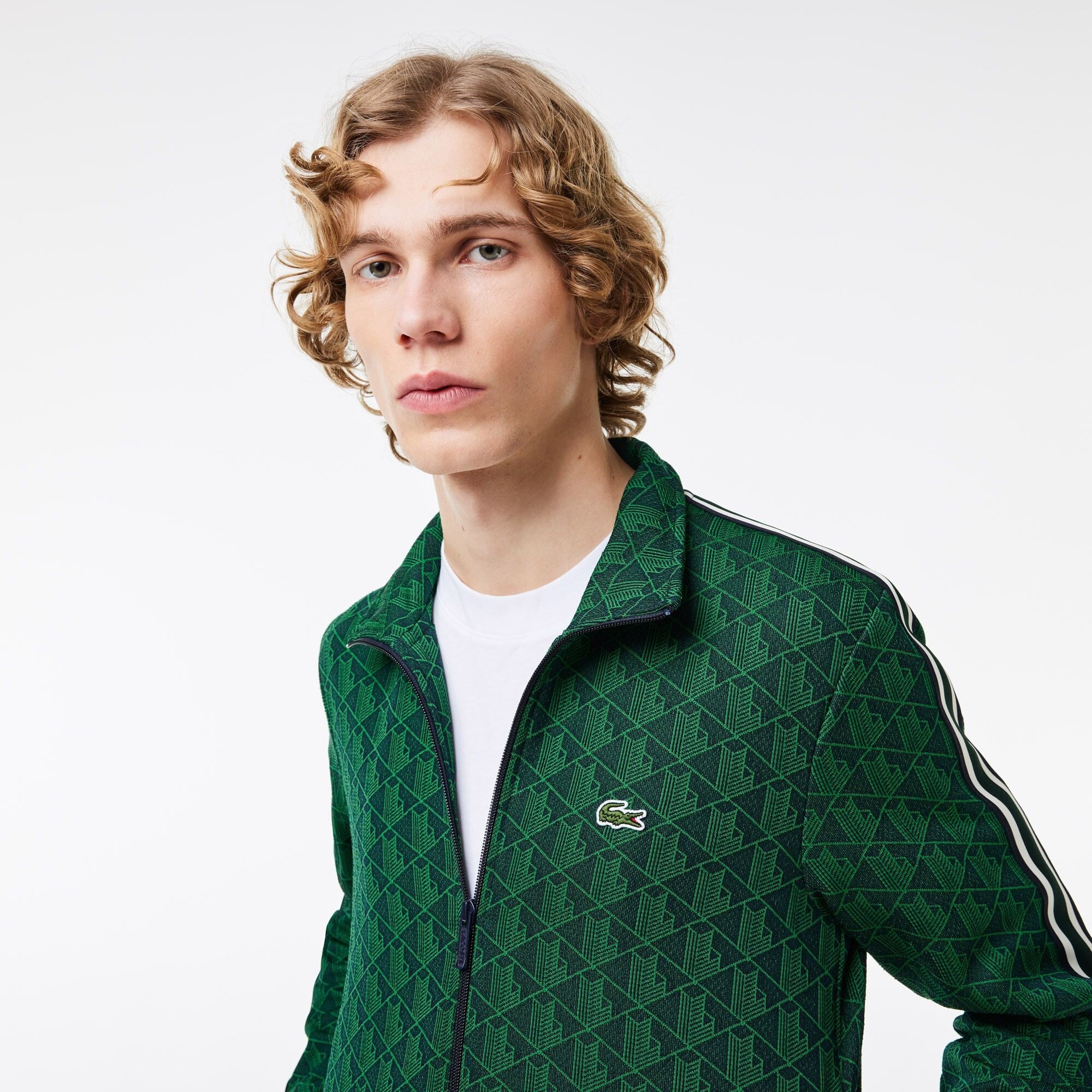Lacoste Erkek Regular Fit Fermuarlı Monogram Yeşil Sweatshirt