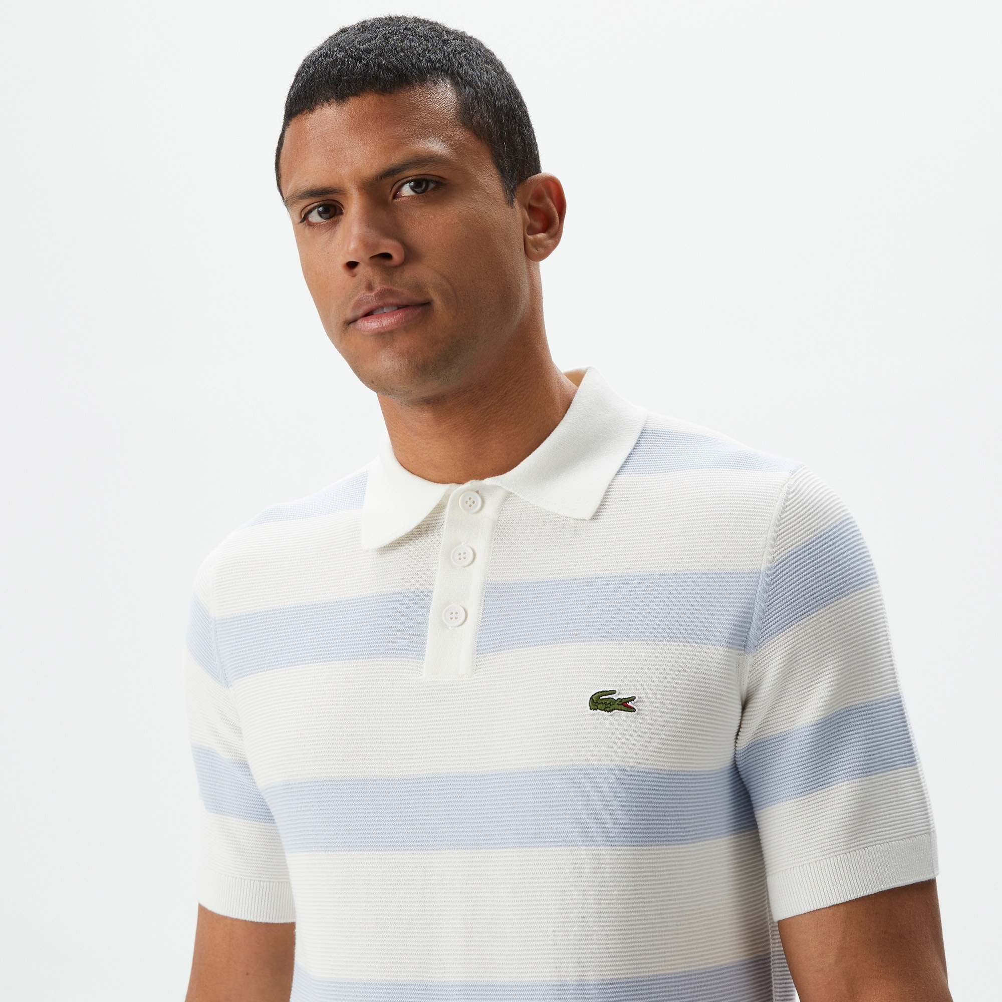 Lacoste Erkek Regular Fit Kısa Kollu Polo Yaka Çizgili Krem Triko