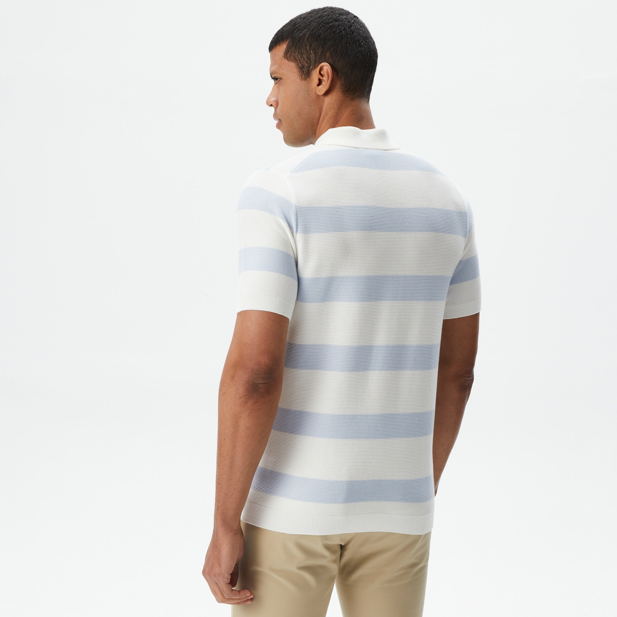 Lacoste Erkek Regular Fit Kısa Kollu Polo Yaka Çizgili Krem Triko