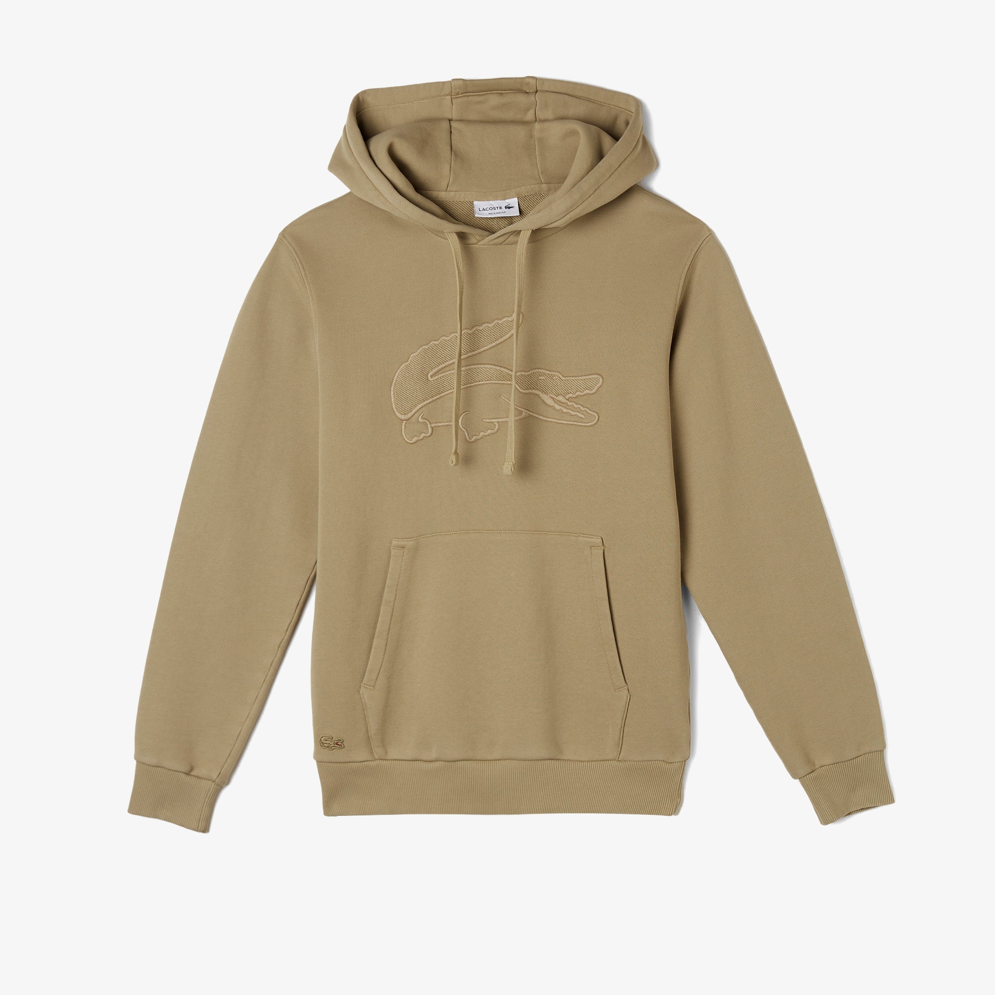 Lacoste Erkek Relaxed Fit Kapüşonlu Baskılı Bej Sweatshirt