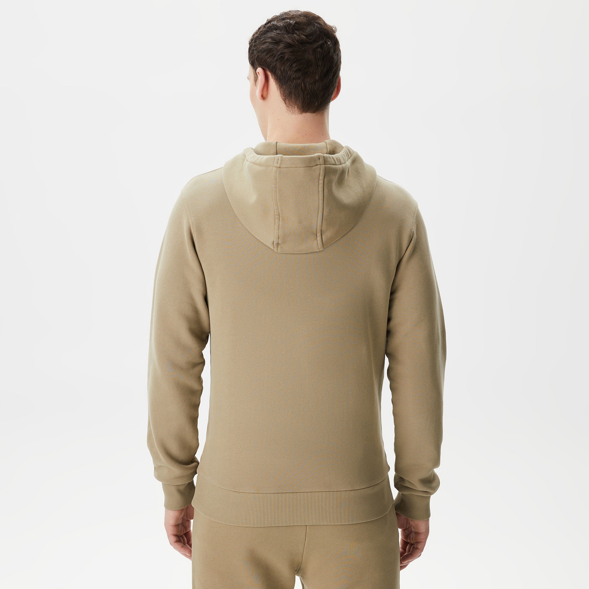 Lacoste Erkek Relaxed Fit Kapüşonlu Baskılı Bej Sweatshirt