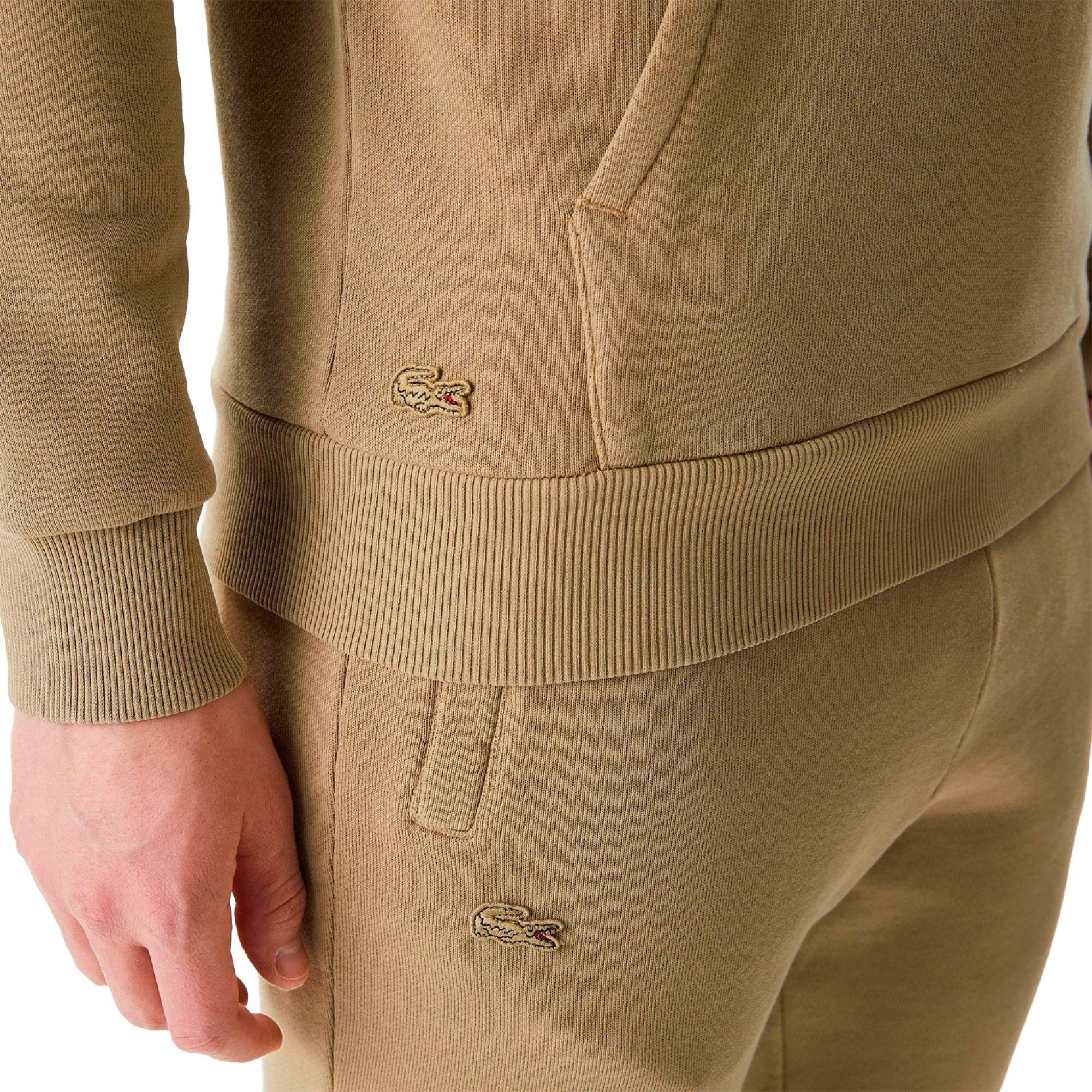 Lacoste Erkek Relaxed Fit Kapüşonlu Baskılı Bej Sweatshirt