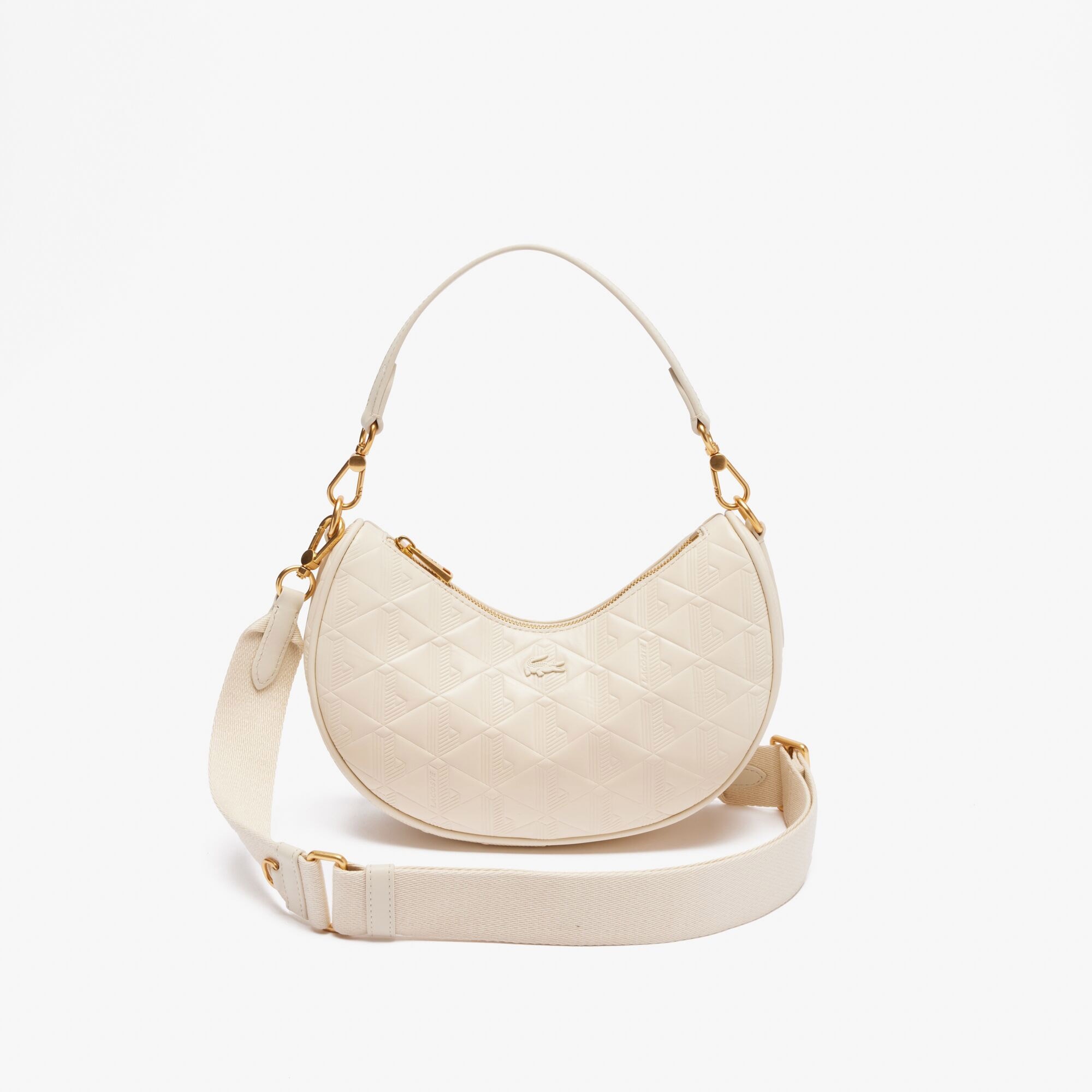 Lacoste Maheki Kadın Monogram Deri Beyaz Omuz Çantası