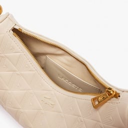 Lacoste Maheki Kadın Monogram Deri Beyaz Omuz Çantası Beyaz