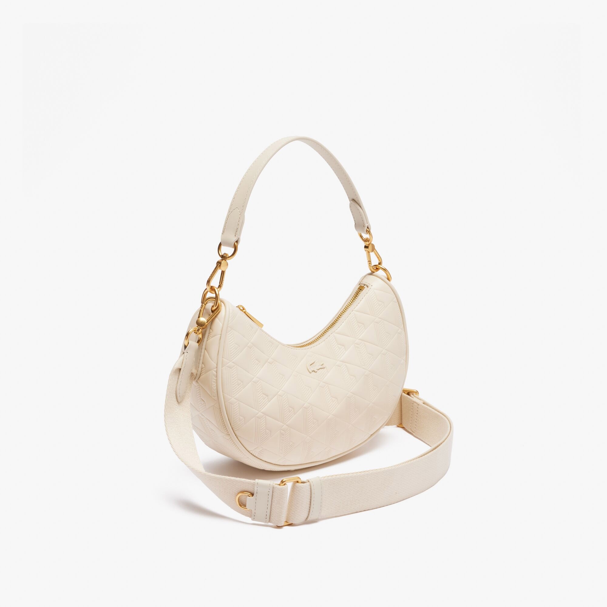 Lacoste Maheki Kadın Monogram Deri Beyaz Omuz Çantası