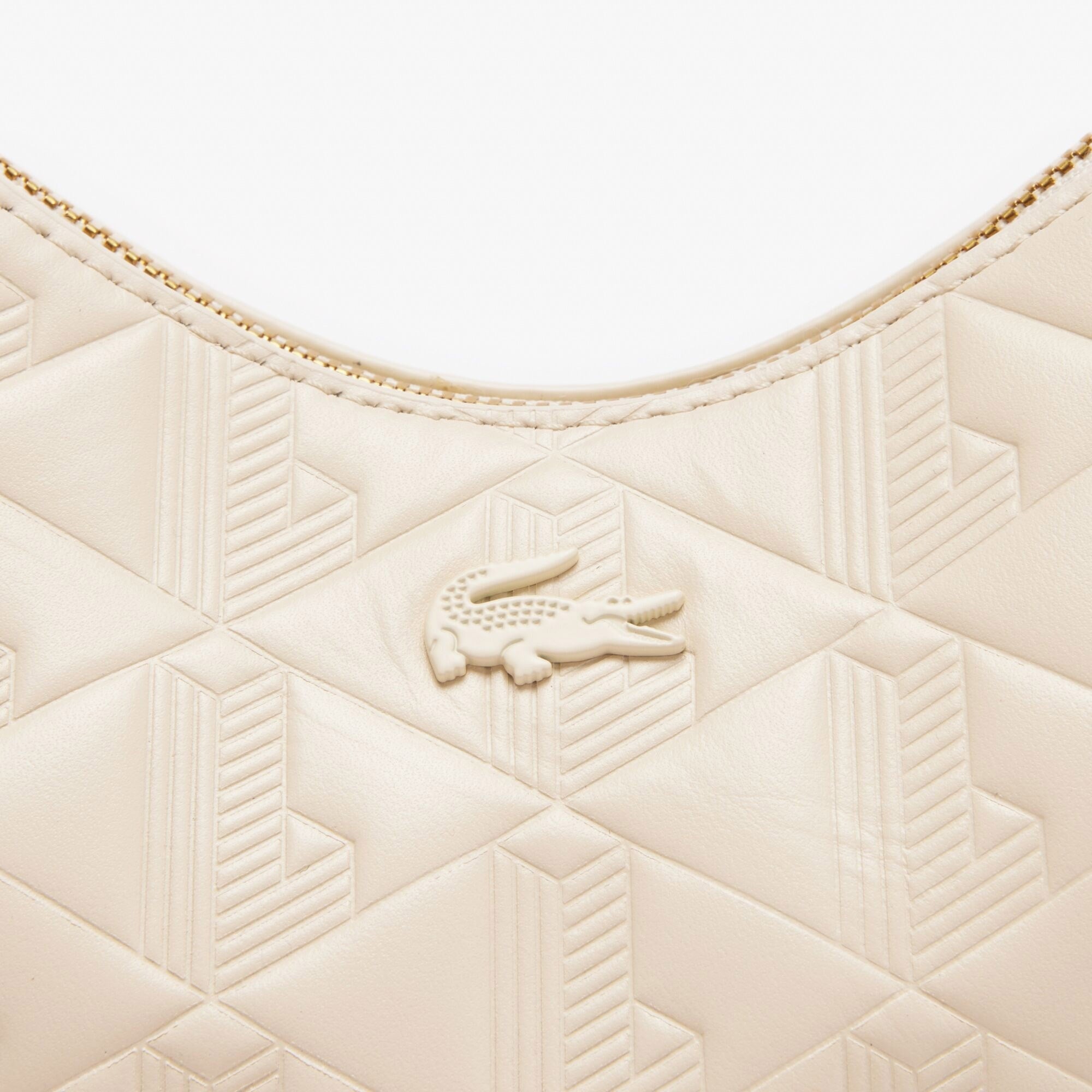 Lacoste Maheki Kadın Monogram Deri Beyaz Omuz Çantası