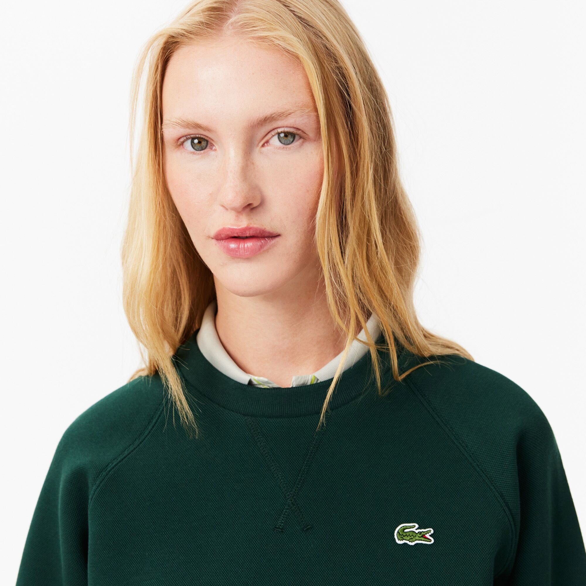 Lacoste Kadın Regular Fit Bisiklet Yaka Koyu Yeşil Sweatshirt