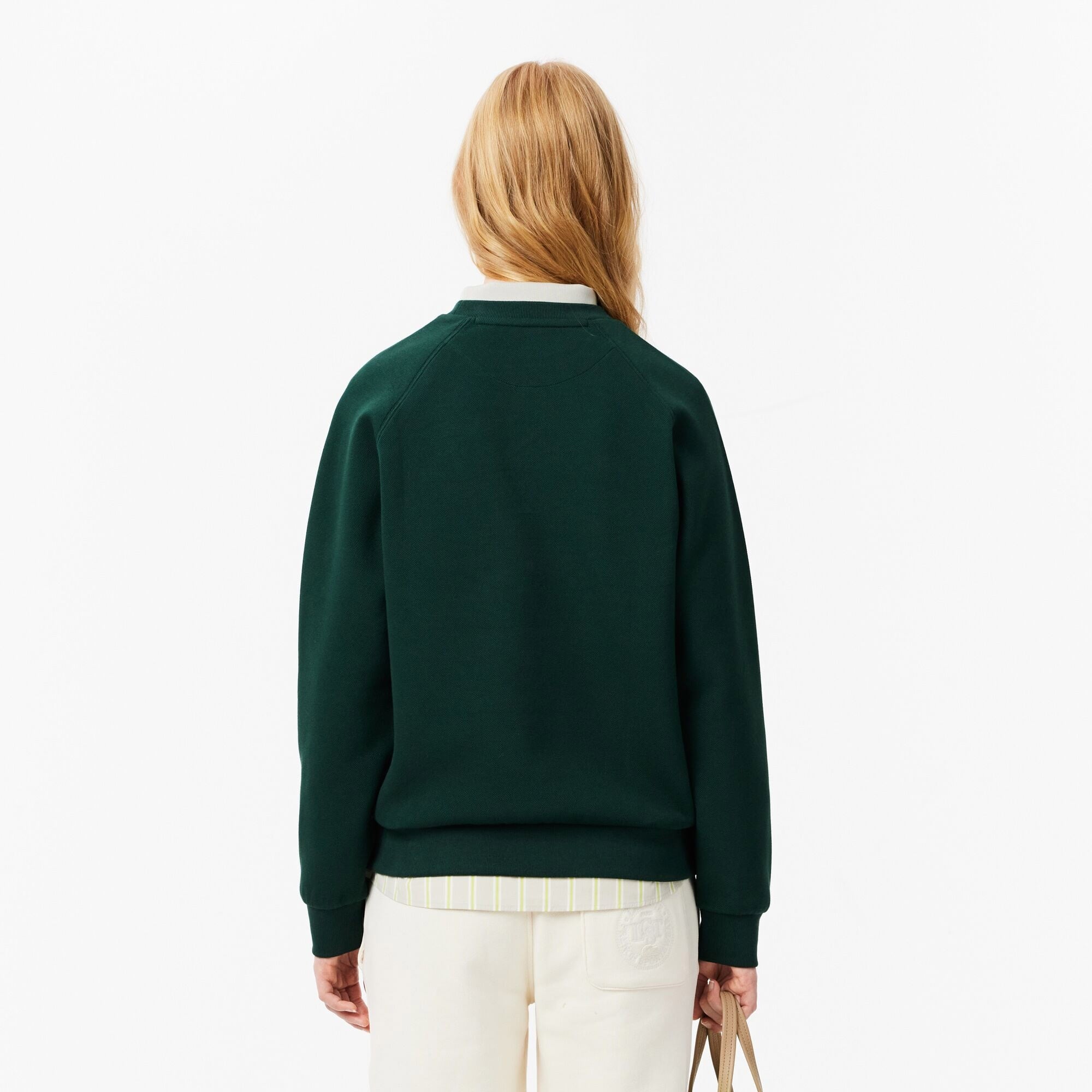 Lacoste Kadın Regular Fit Bisiklet Yaka Koyu Yeşil Sweatshirt