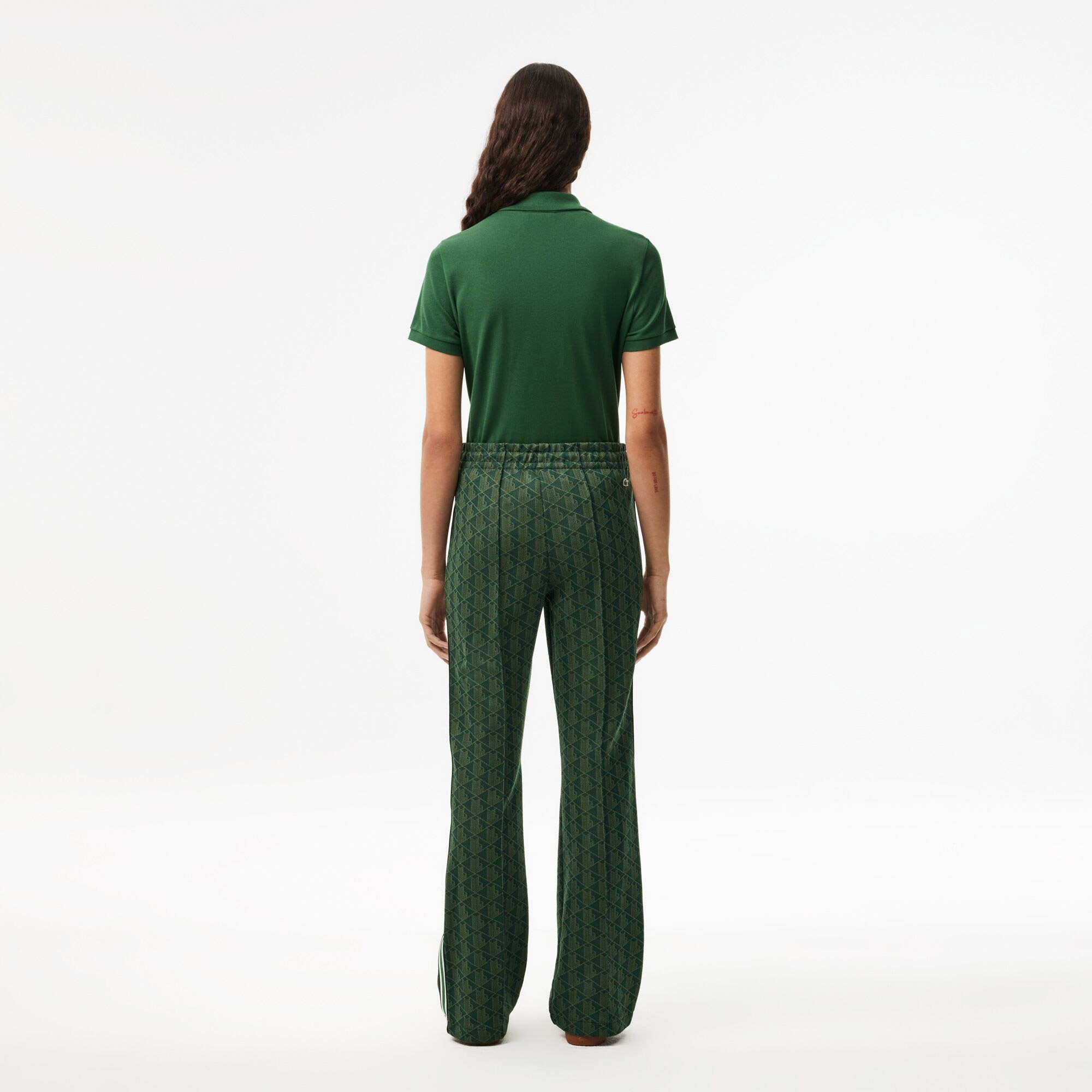 Lacoste Kadın Flare Fit Monogram Koyu Yeşil Eşofman Altı