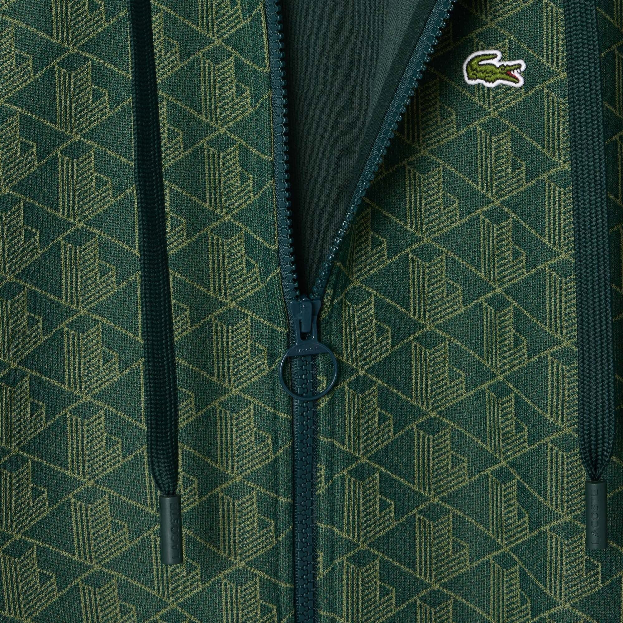 Lacoste Kadın Regular Fit Kapüşonlu Monogram Koyu Yeşil Sweatshirt