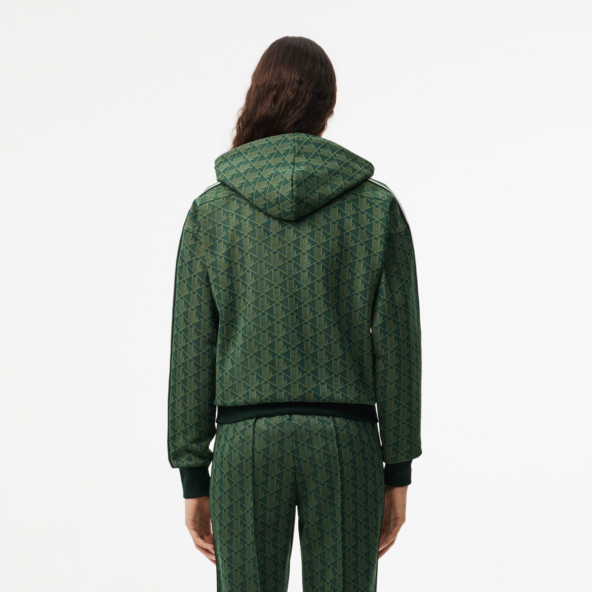 Lacoste Kadın Regular Fit Kapüşonlu Monogram Koyu Yeşil Sweatshirt