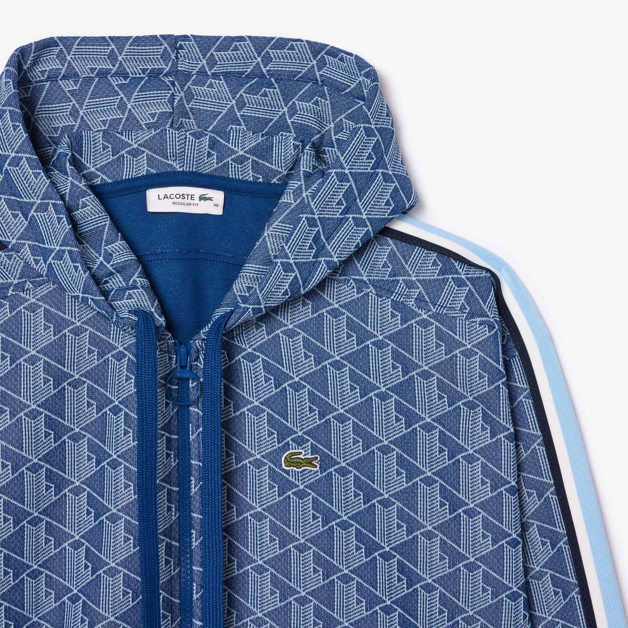 Lacoste Kadın Regular Fit Kapüşonlu Monogram Koyu Mavi Sweatshirt