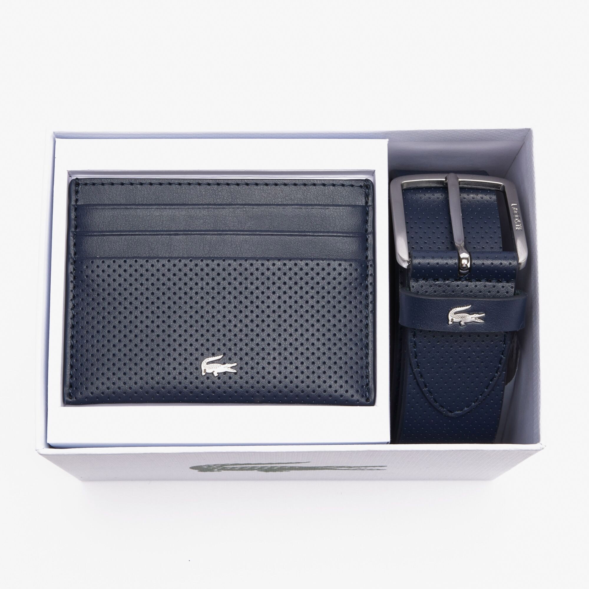 Lacoste Elegance Erkek Deri Lacivert 2'li Hediye Seti