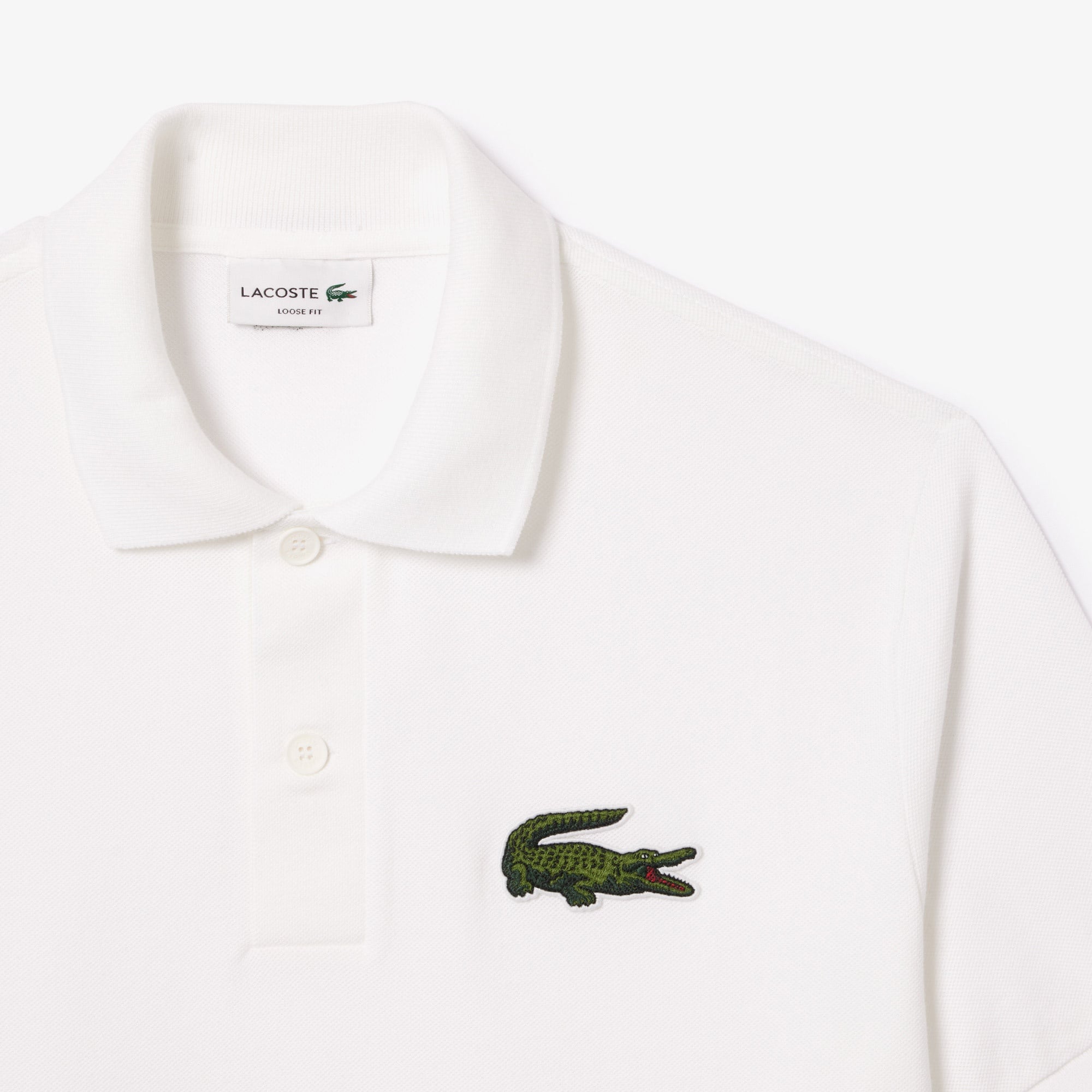 Unisex Loose Fit Beyaz Polo