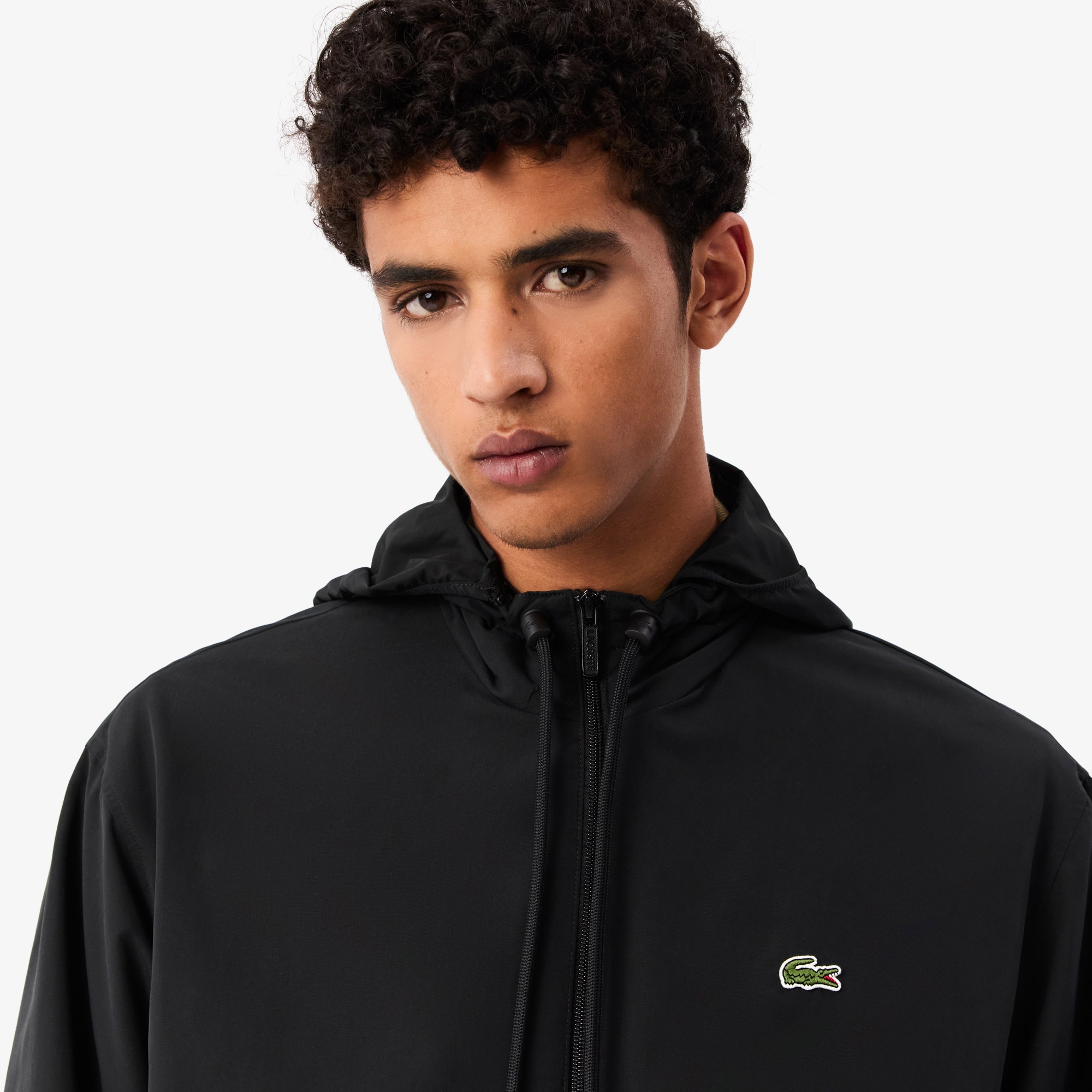 Lacoste Erkek Regular Fit Kapüşonlu Siyah Yağmurluk