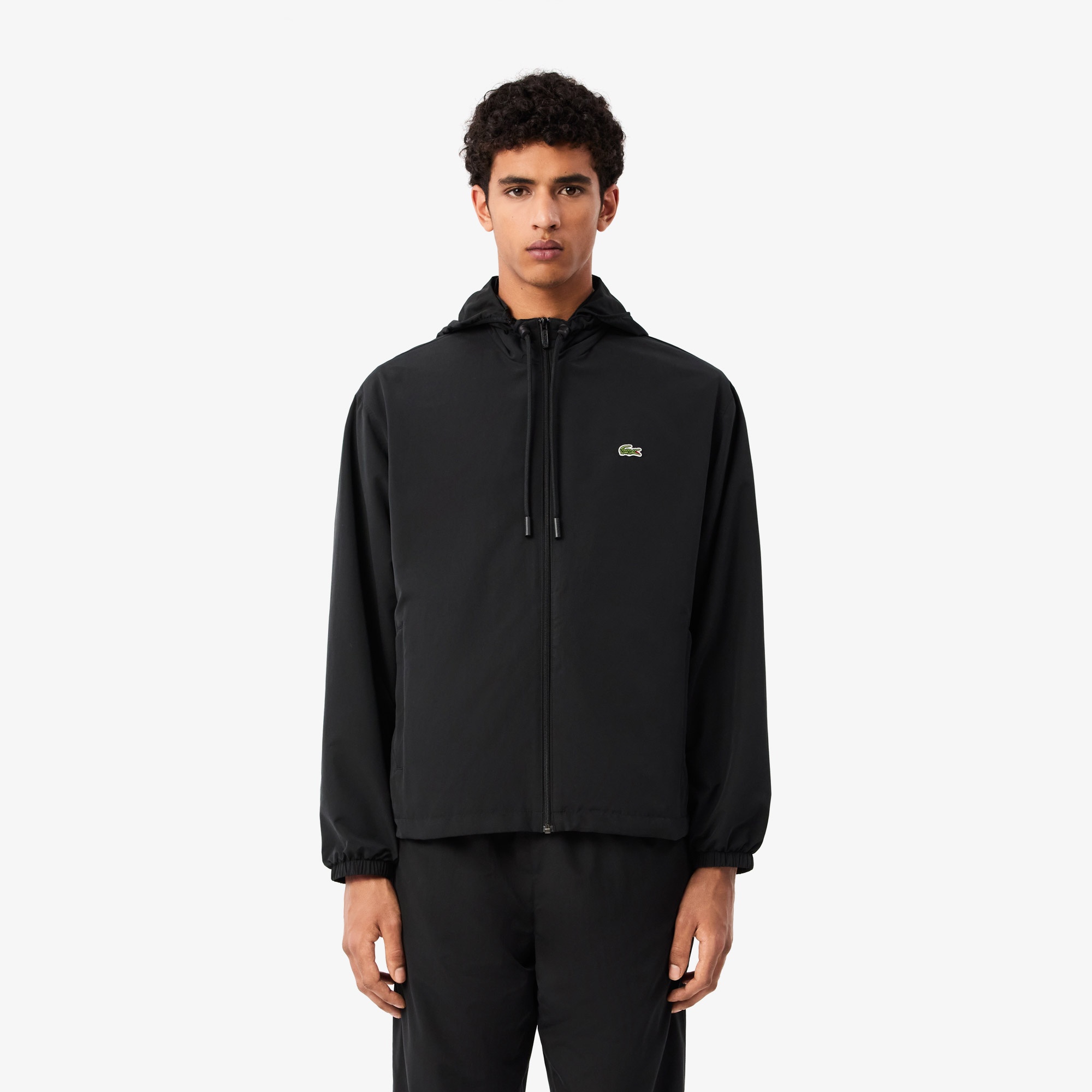 Lacoste Erkek Regular Fit Kapüşonlu Siyah Yağmurluk