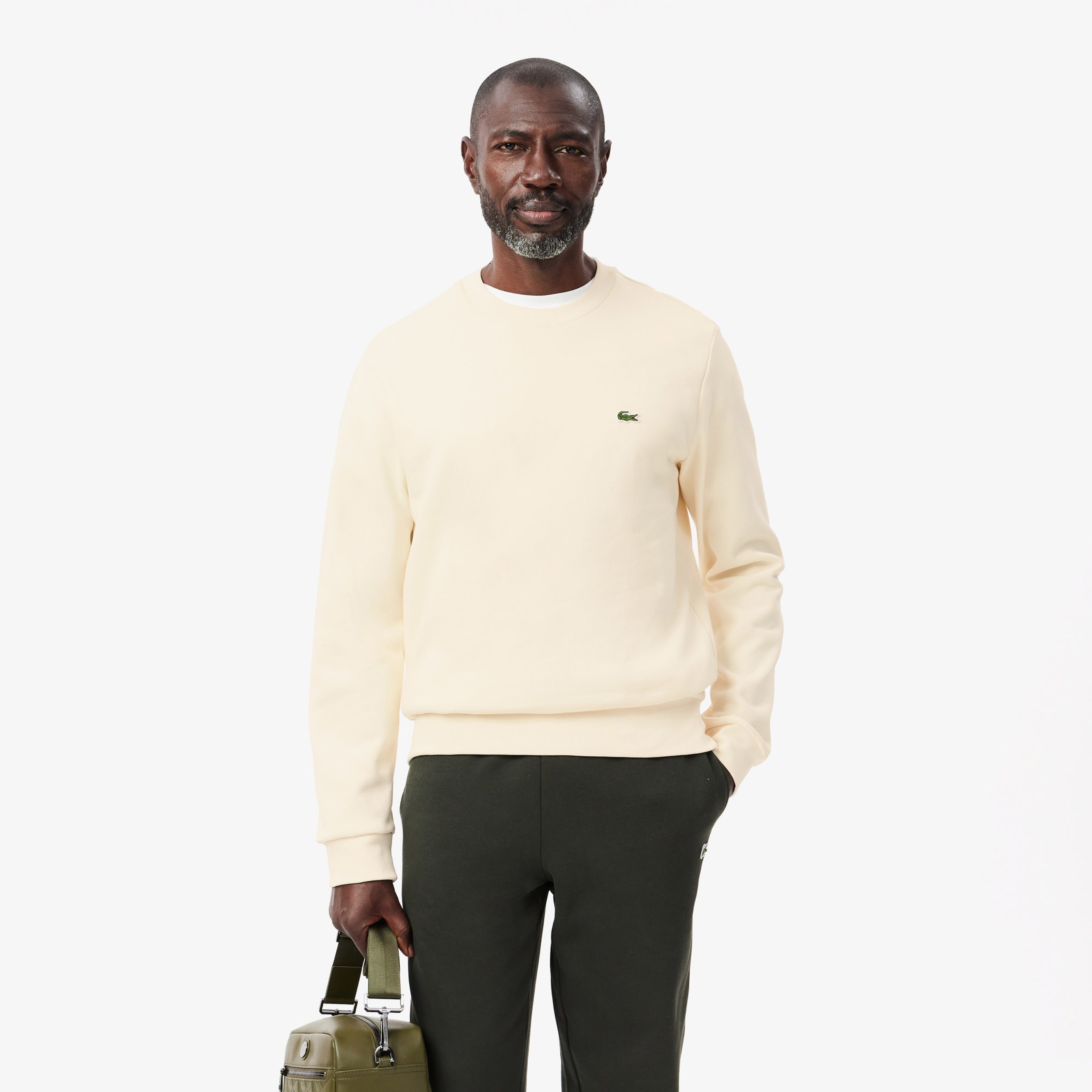 Erkek Classic Fit Bisiklet Yaka Krem Sweatshirt