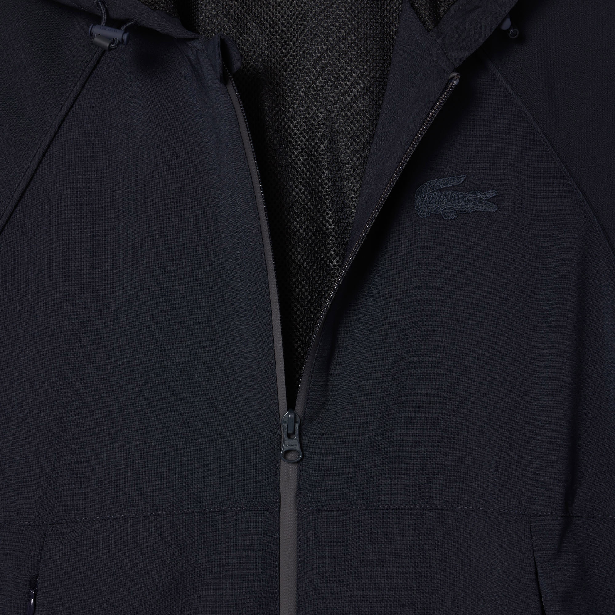 Lacoste Kadın Relaxed Fit Kapüşonlu Lacivert Yağmurluk