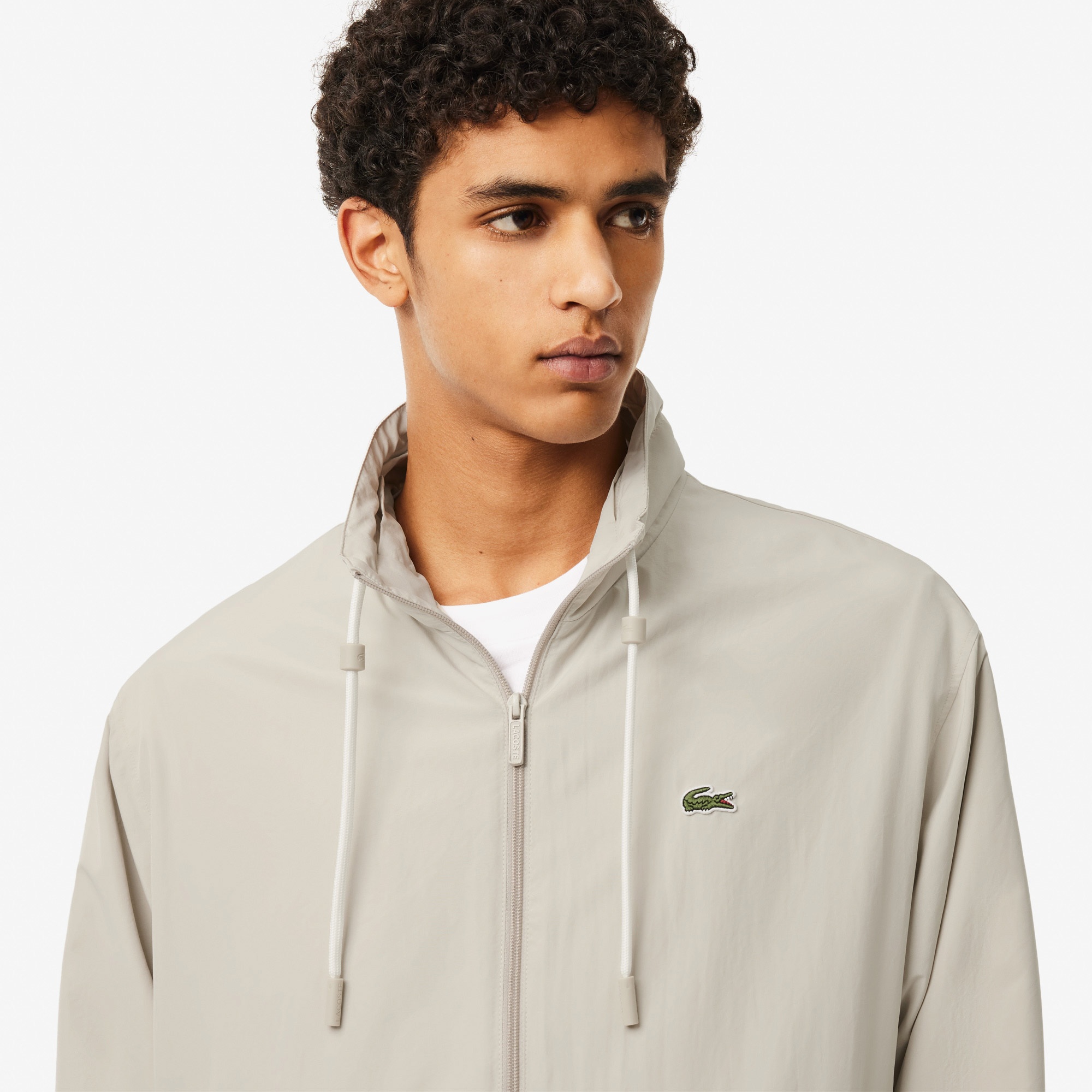 Lacoste Erkek Regular Fit Kapüşonlu Gri Yağmurluk
