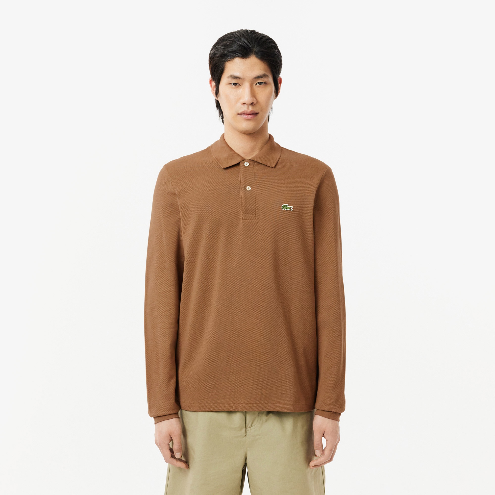 Lacoste L.12.12 Erkek Classic Fit Uzun Kollu Kahverengi Polo