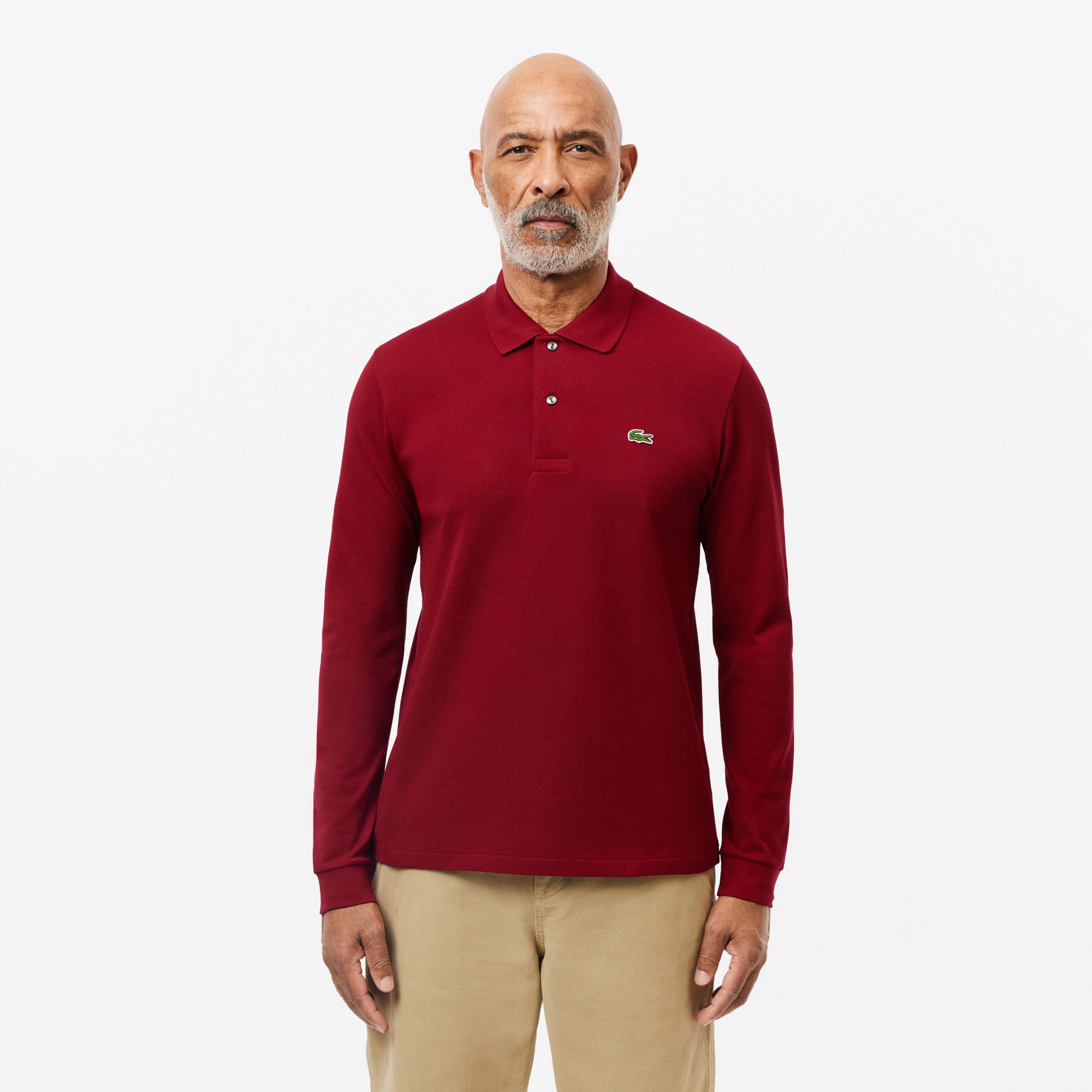 L.12.12 Erkek Classic Fit Uzun Kollu Bordo Polo