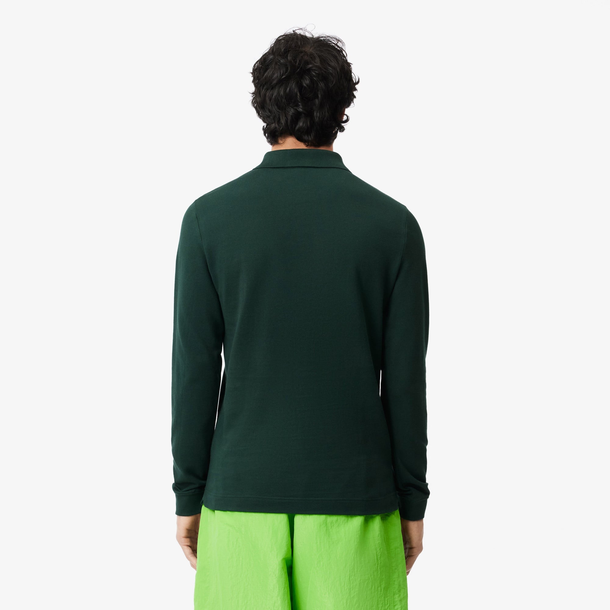 L.12.12 Erkek Slim Fit Uzun Kollu Koyu Yeşil Polo