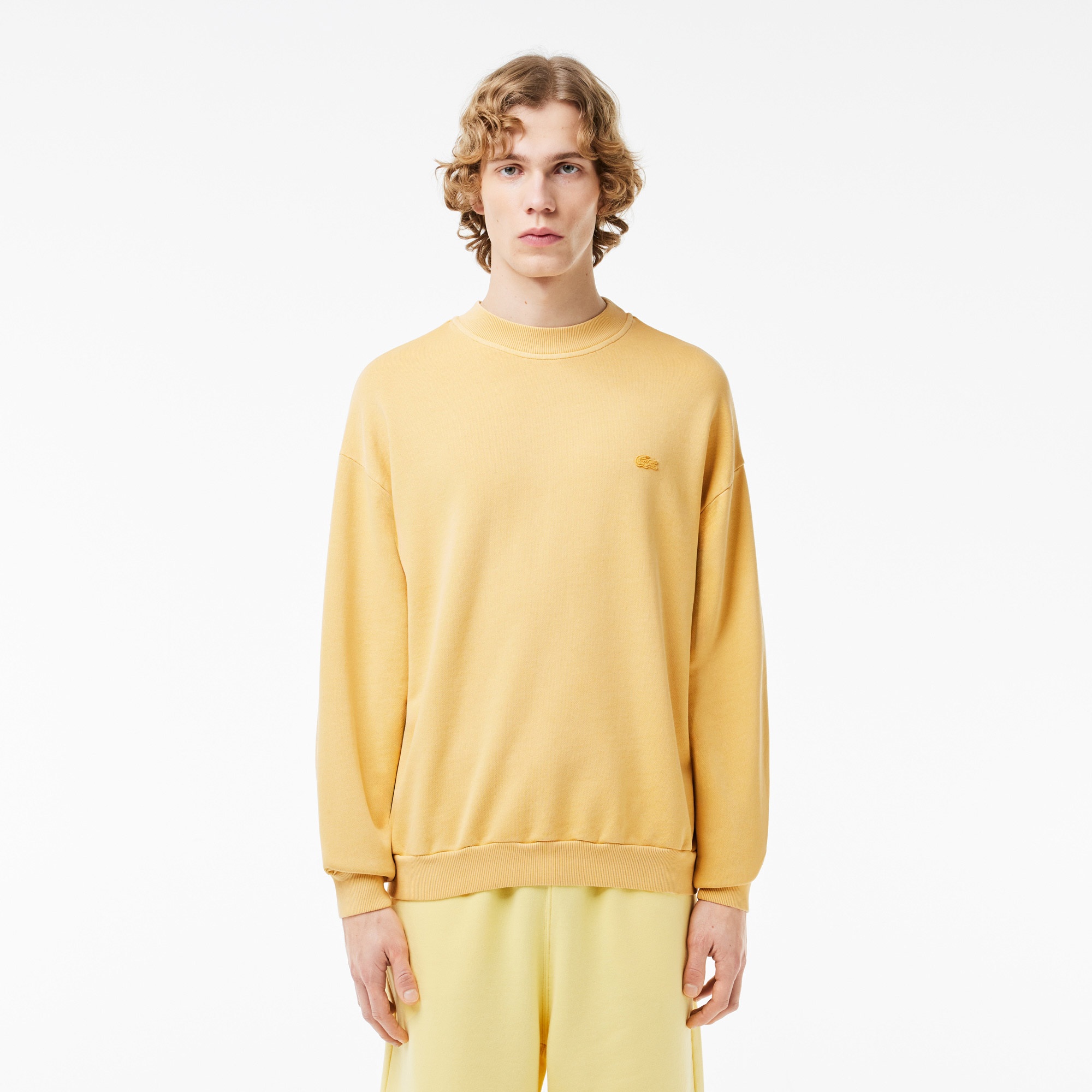 Lacoste Erkek Loose Fit Bisiklet Yaka Sarı Sweatshirt