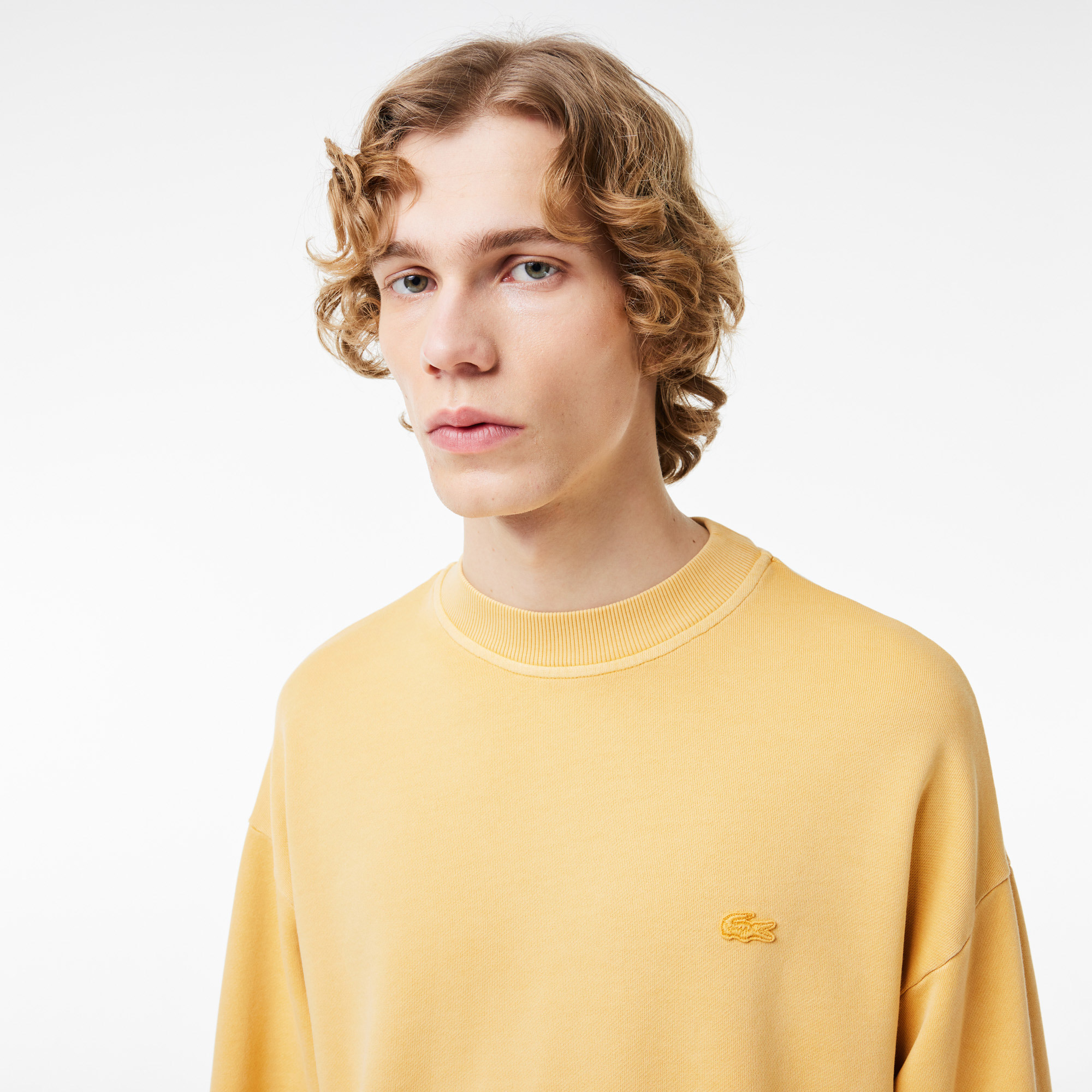 Lacoste Erkek Loose Fit Bisiklet Yaka Sarı Sweatshirt SH7506-IVX