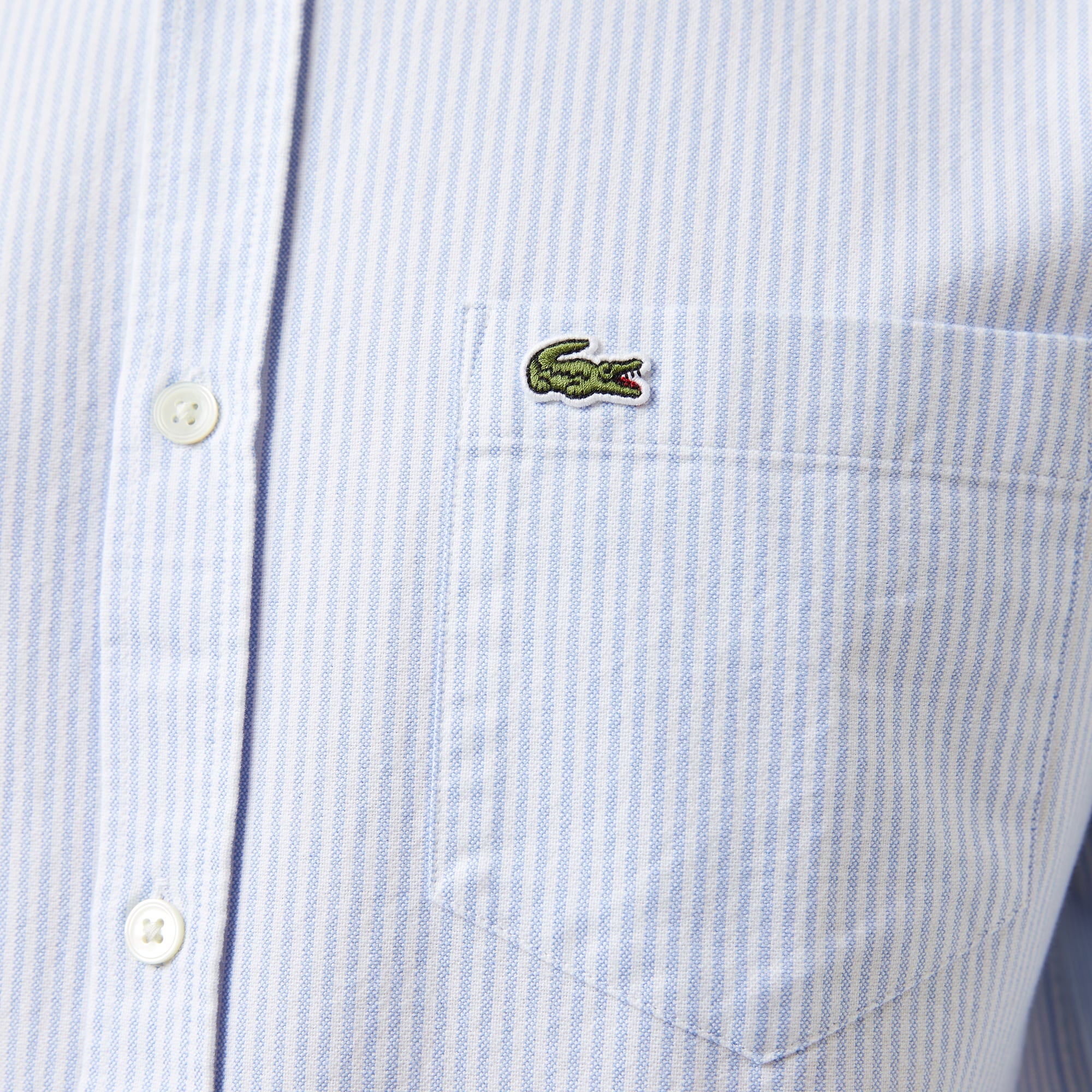 Erkek Regular Fit Çizgili Organik Pamuk Açık Mavi Gömlek