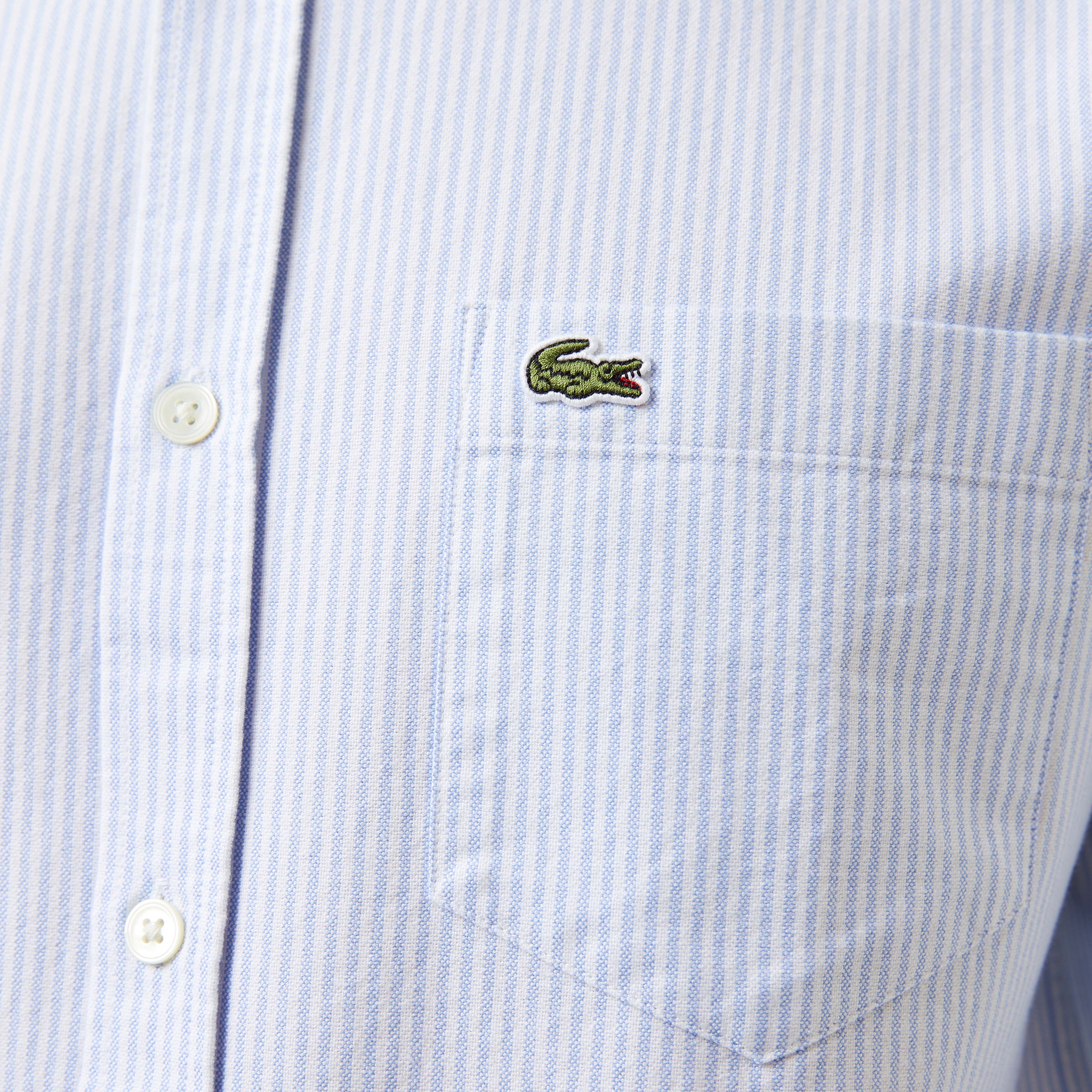 Erkek Regular Fit Çizgili Organik Pamuk Açık Mavi Gömlek