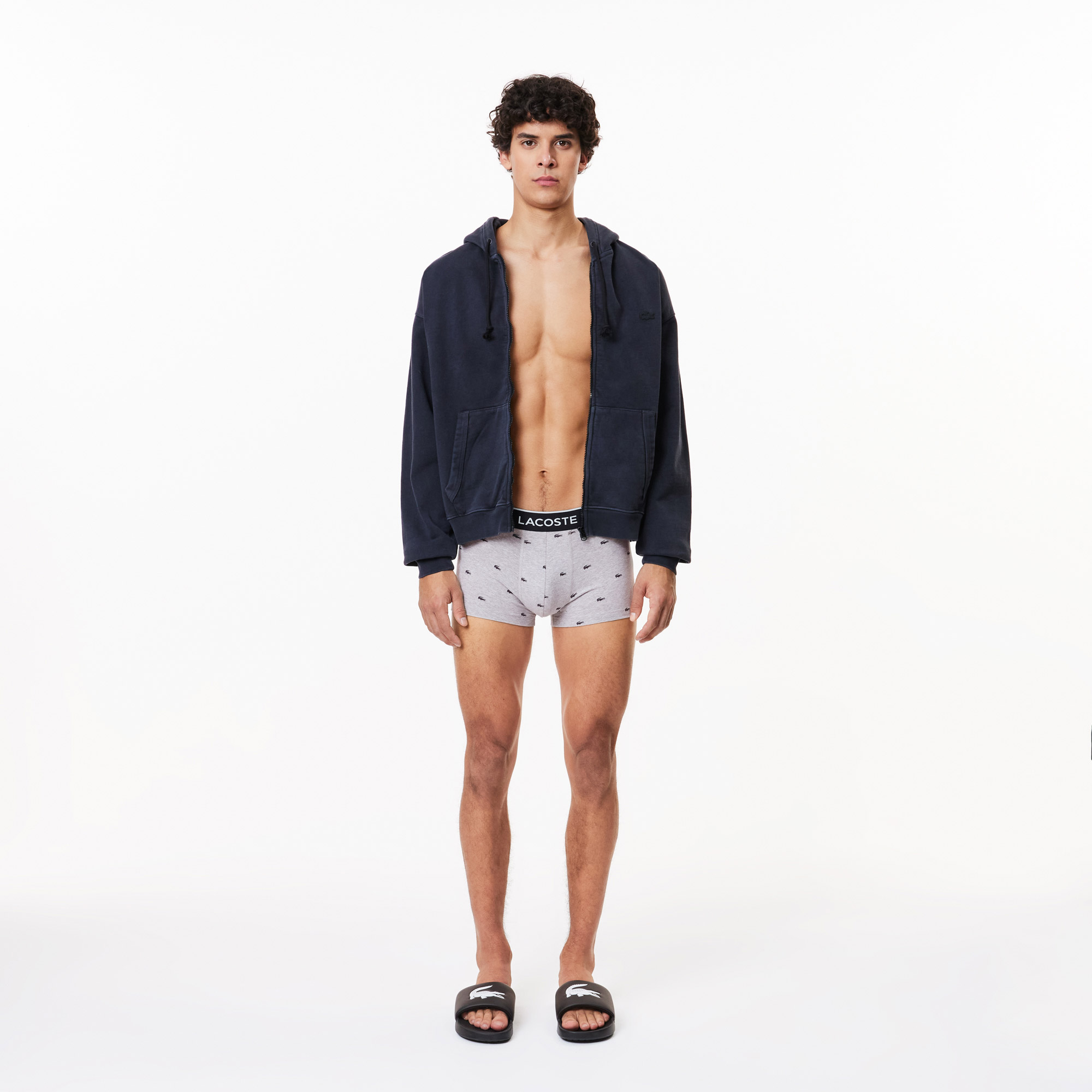 Lacoste Core Erkek Baskılı 3'lü Gri Boxer görsel 6