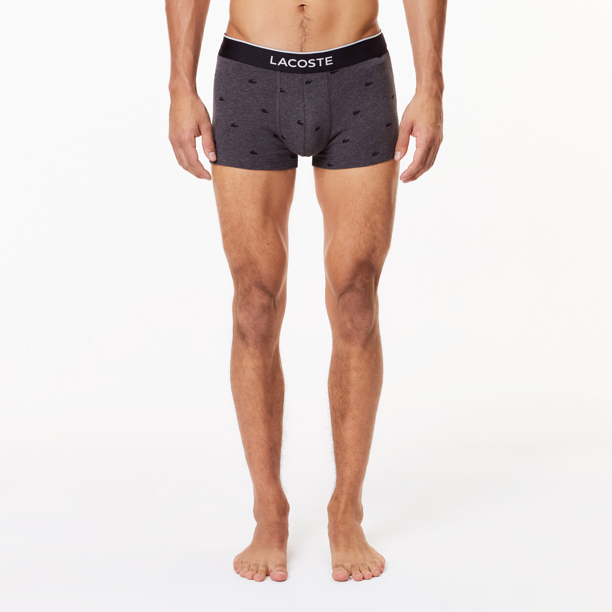 Lacoste Core Erkek Baskılı 3'lü Gri Boxer görsel 4
