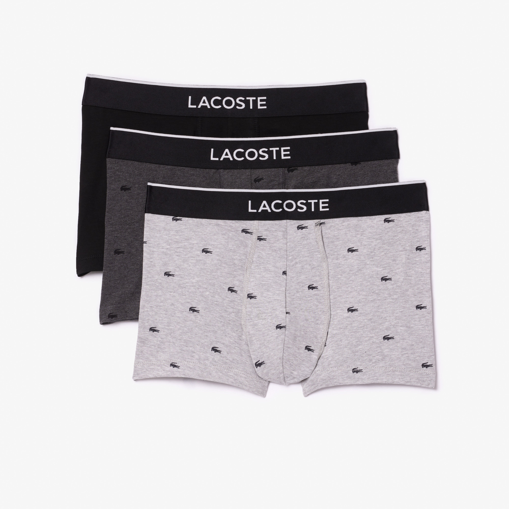 Lacoste Core Erkek Baskılı 3'lü Gri Boxer görsel 5