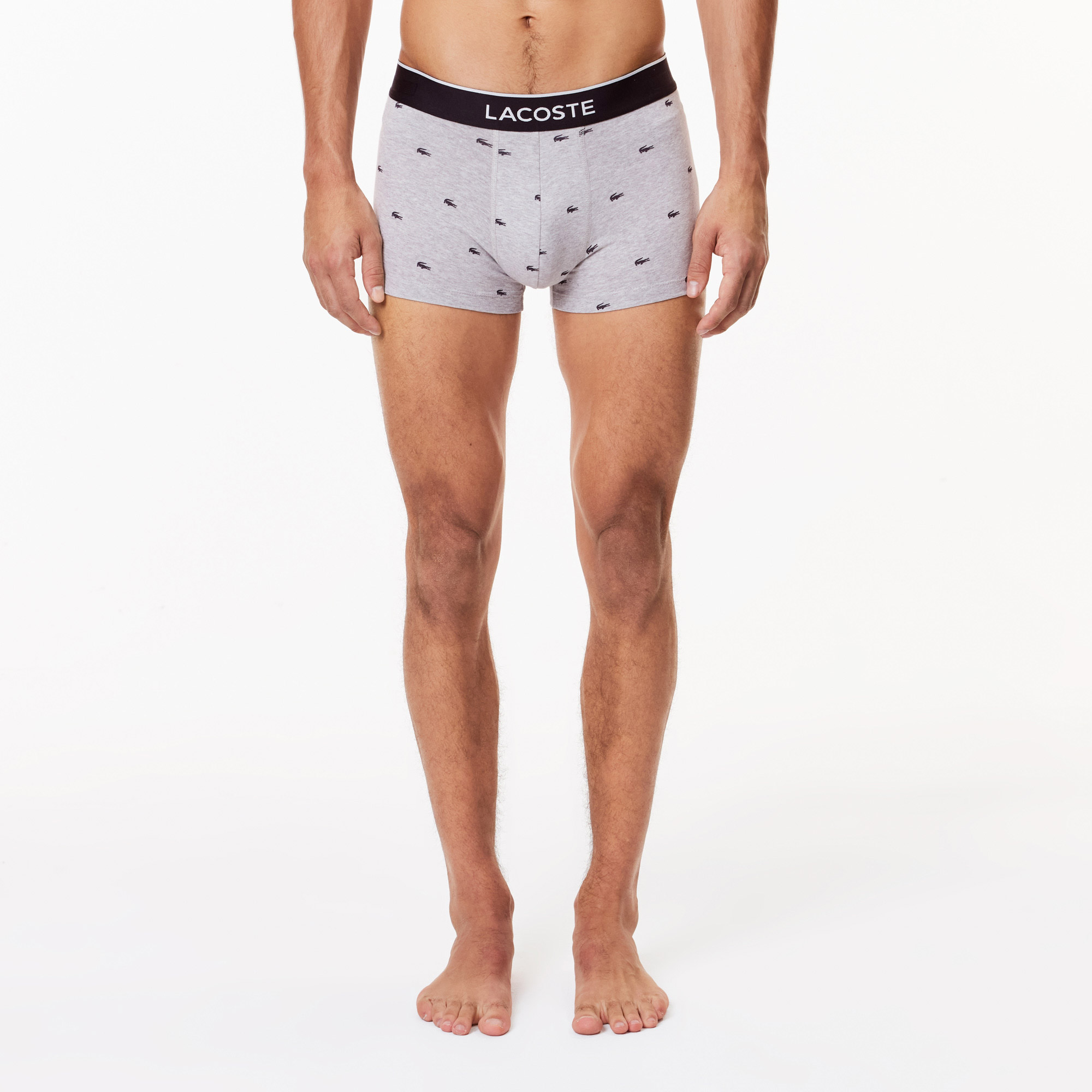 Lacoste Core Erkek Baskılı 3'lü Gri Boxer görsel 2